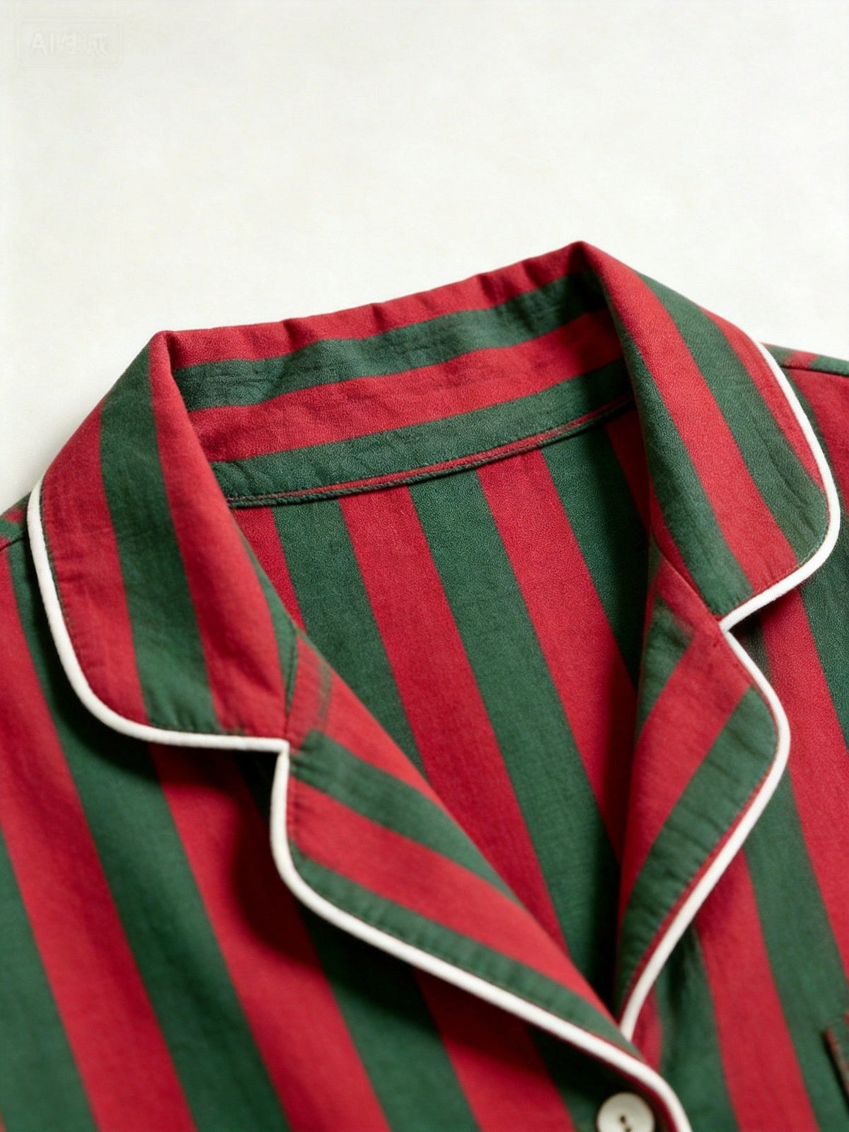Matching Family Christmas Pajamas - Red & Green Vertical Striped Button-Down Sleep Set