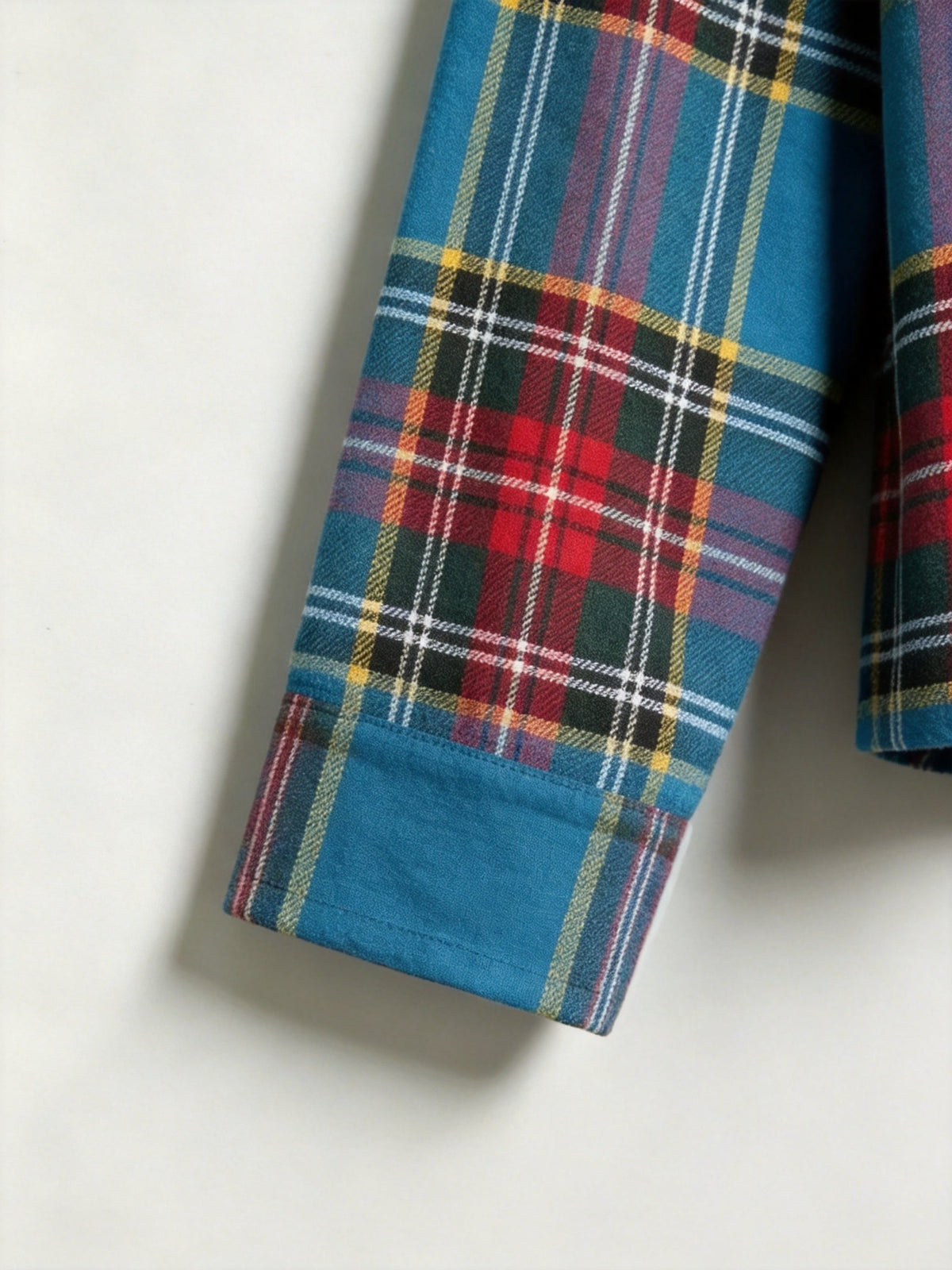 Matching Couple Christmas Pajamas - Blue Multi-Color Tartan Plaid Button-Down Sleepwear