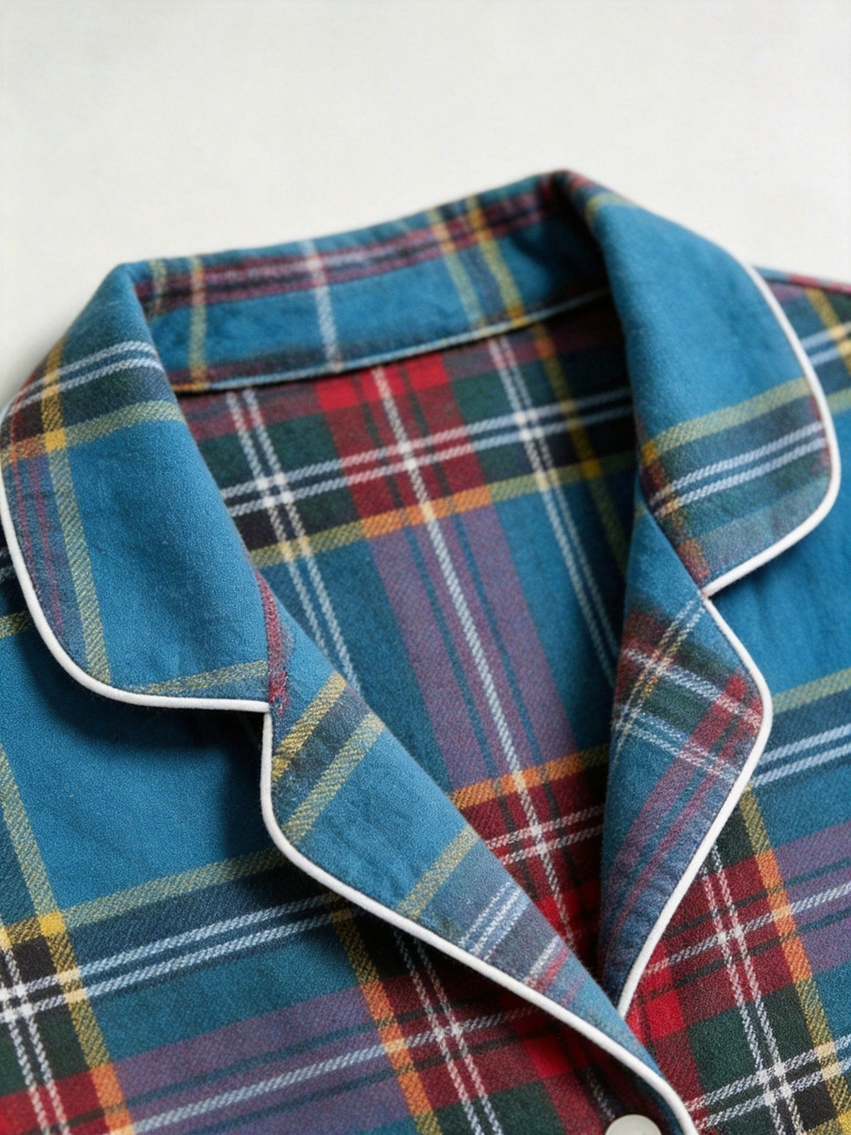 Matching Family Christmas Pajamas - Blue Multi-Color Tartan Plaid Button-Down Sleepwear
