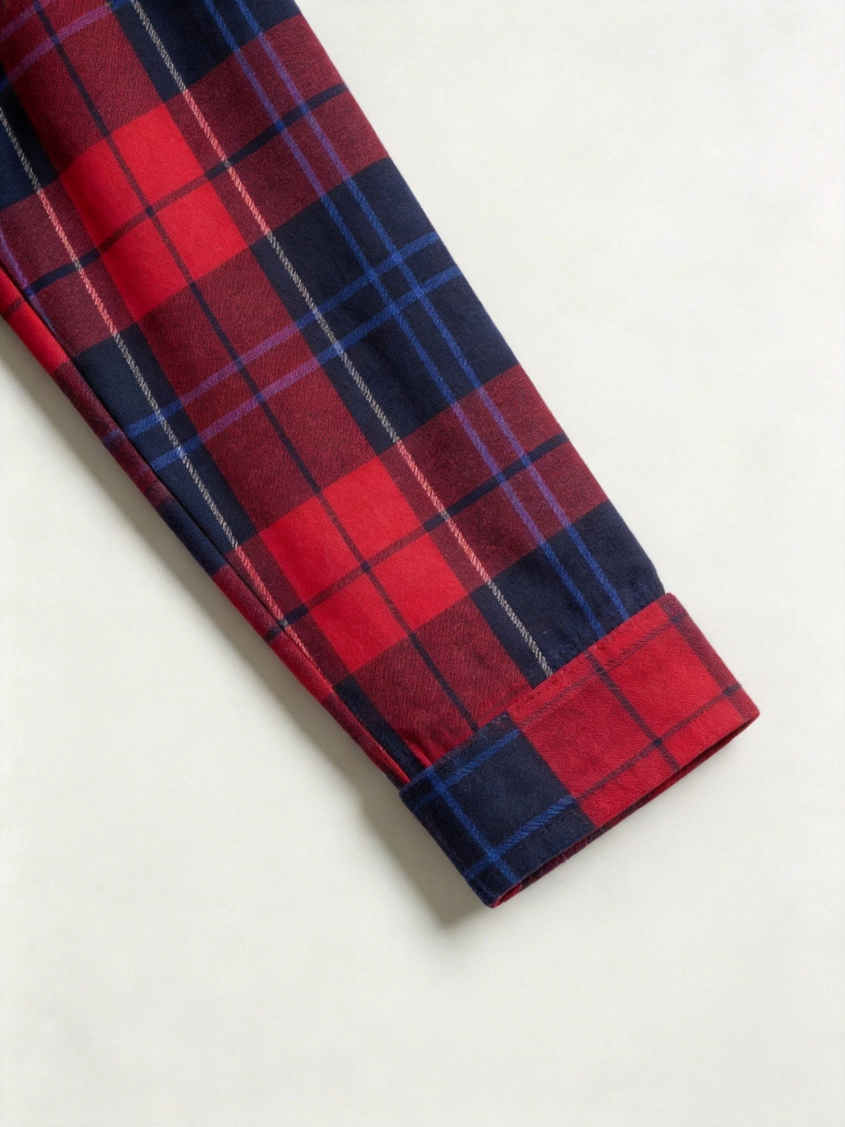 Matching Family Christmas Pajamas - Red & Navy Blue Tartan Plaid Button-Down Sleep Set