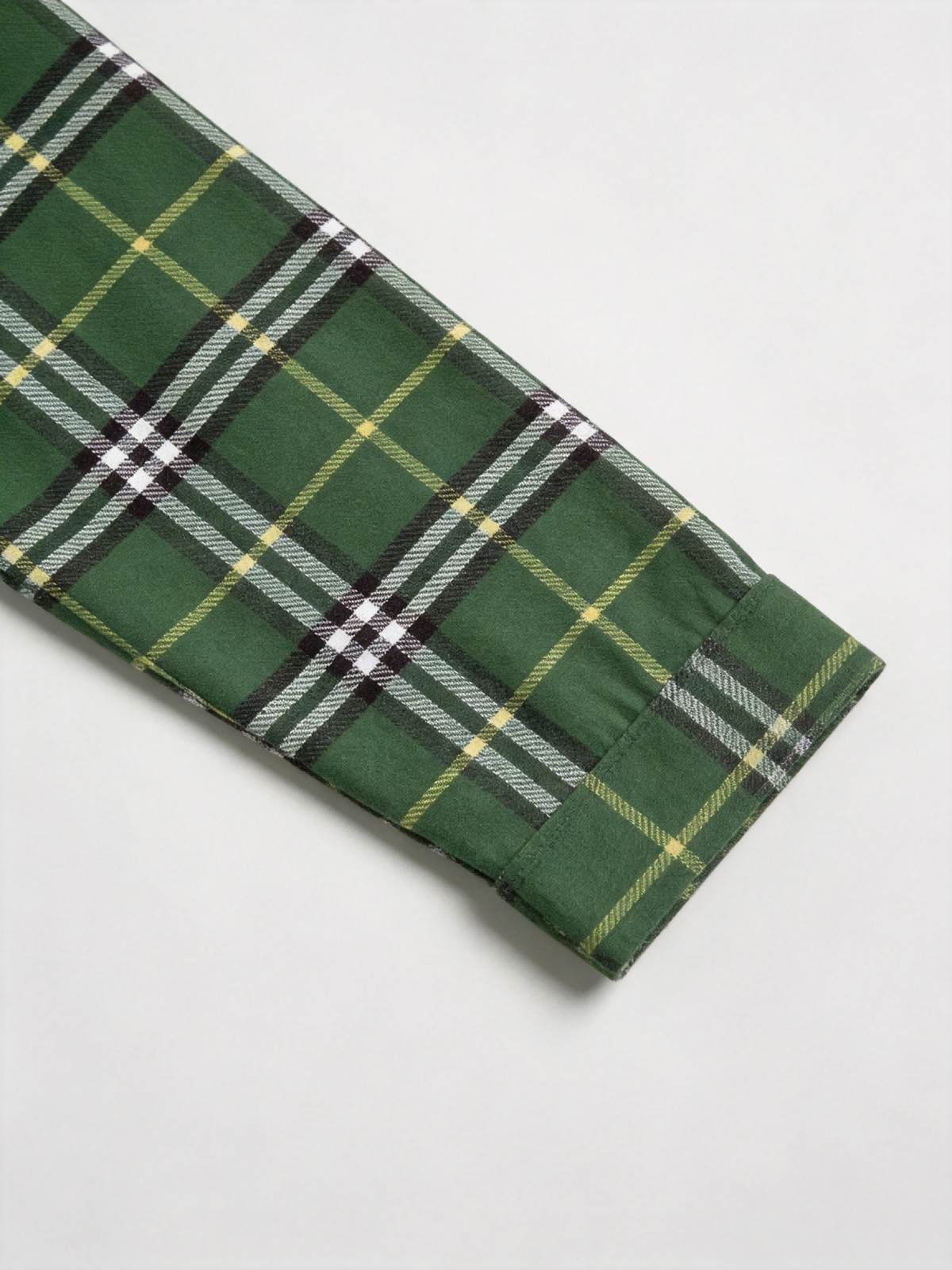 Matching Couple Christmas Pajamas - Green & White Windowpane Plaid Button-Down Set