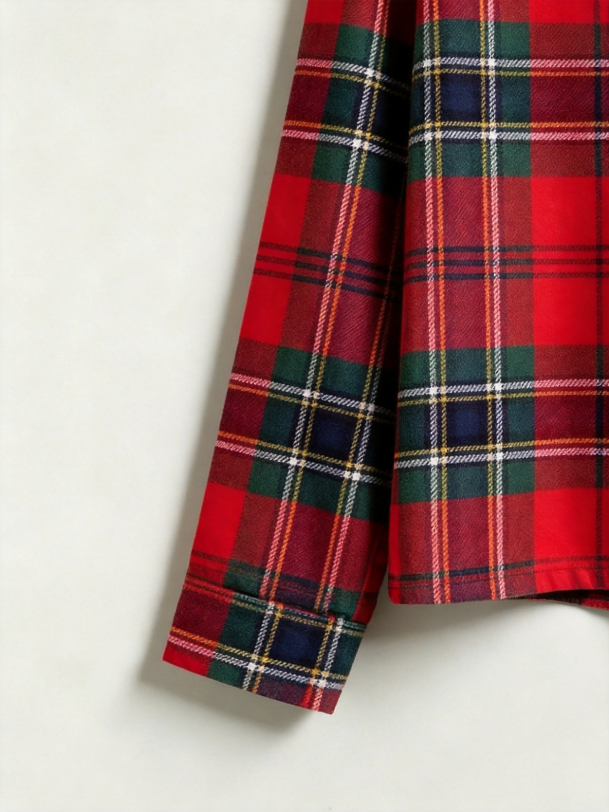 Matching Couple Christmas Pajamas - Bright Red & Green Tartan Plaid Button-Down Sleep Set