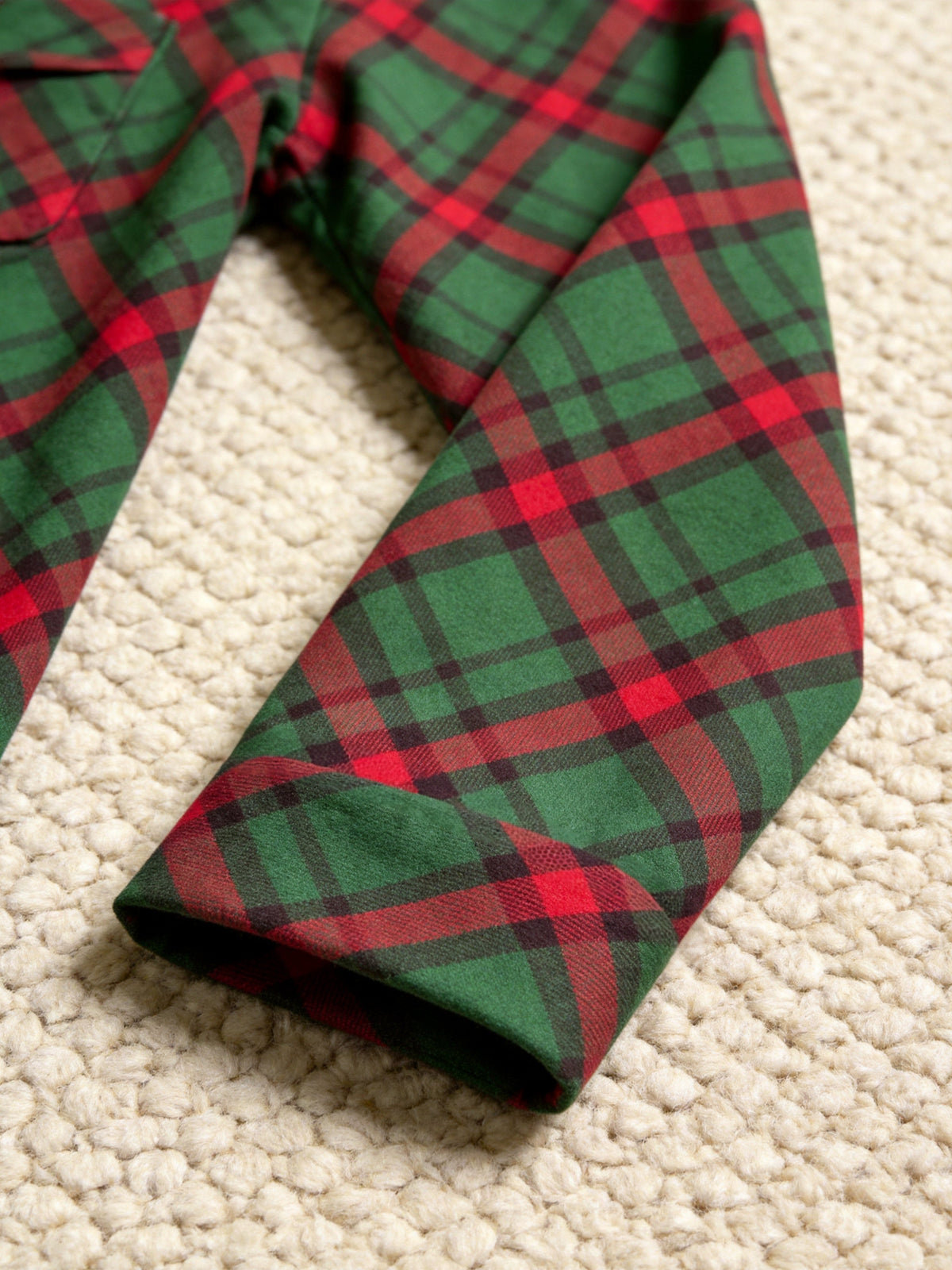 Matching Couple Christmas Pajamas - Dark Green & Red Diagonal Plaid Button-Down Set