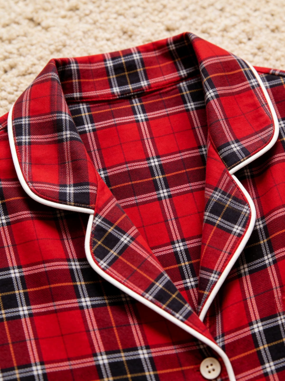 Matching Family Christmas Pajamas - Red & Black Tartan Plaid Button-Down Sleep Set