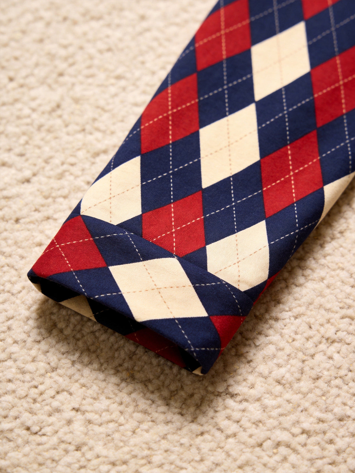 Matching Couple Pajamas - Red, Navy Blue & Beige Argyle Diamond Plaid Sleep Set