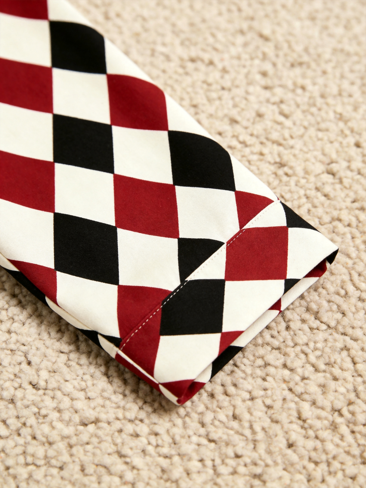 Matching Family Christmas Pajamas - Red, Black & Beige Argyle Diamond Plaid Set