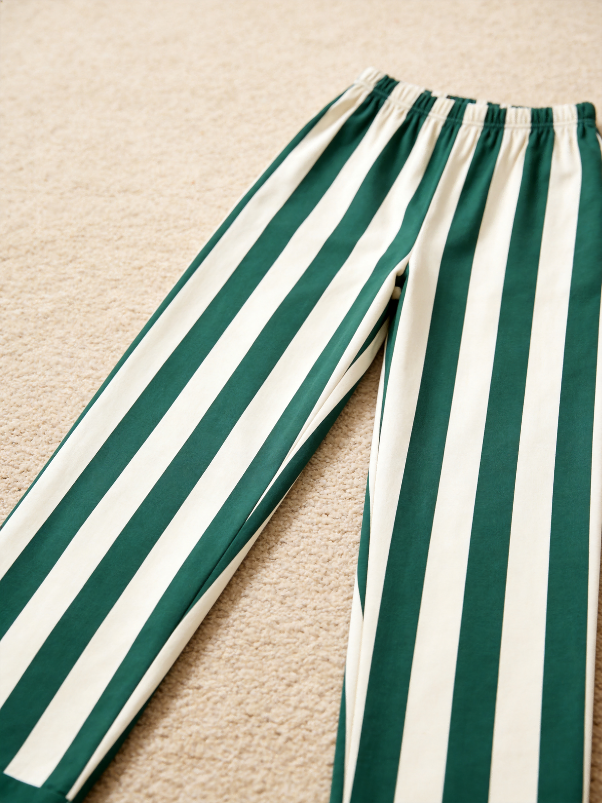 Matching Couple Pajamas - Dark Green & Off-White Wide Vertical Striped Button up Pajamas