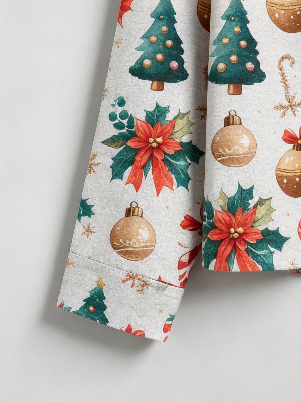 Christmas Family Pajamas 2-Piece Button-Down Long Sleeve Long Pants with Pocket - Festive Gift Box & Stocking Print
