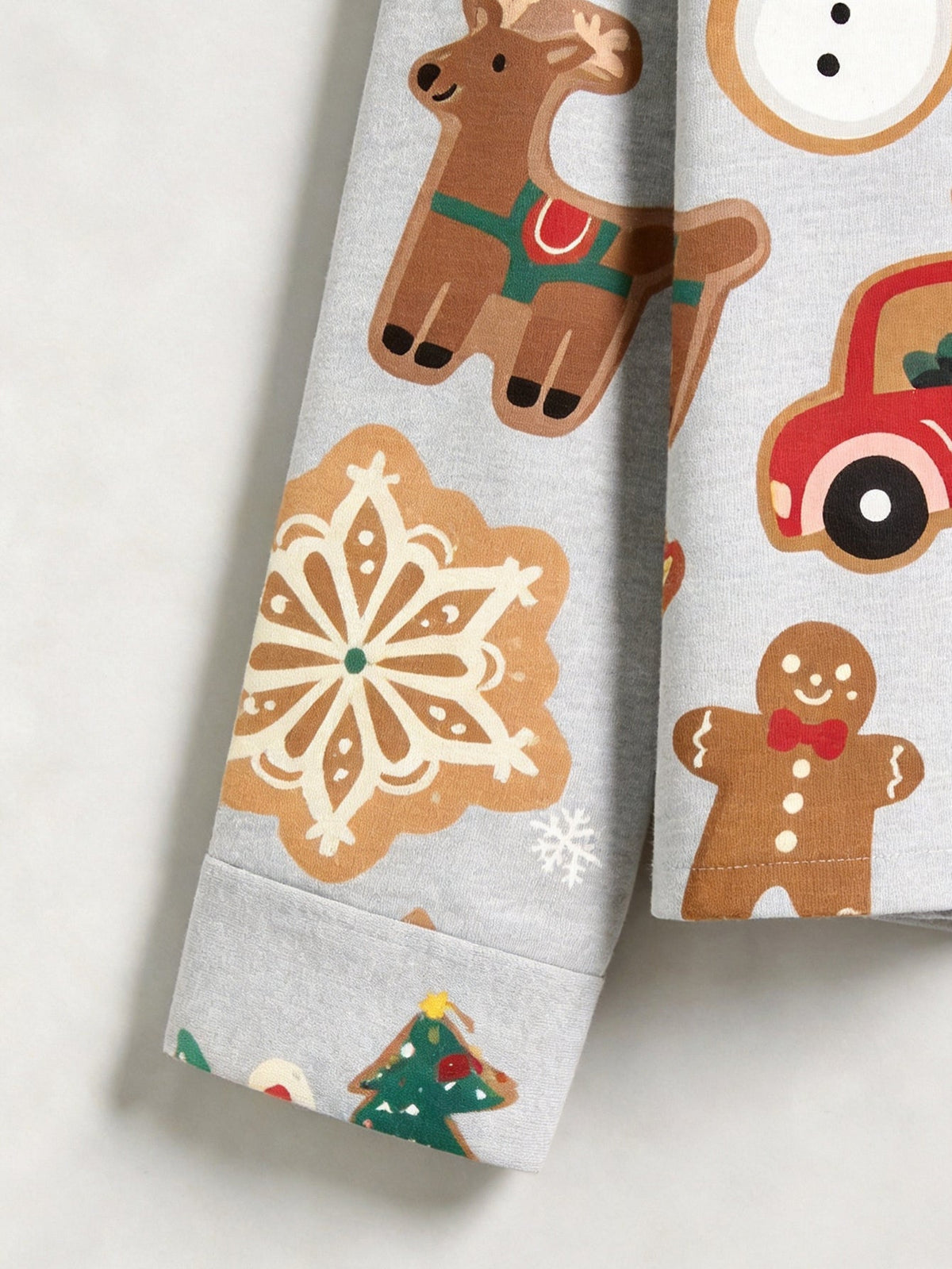 Family Christmas Pajamas Two-Piece Button-Front Long Sleeve Long Pants with Pocket - Gingerbread & Christmas Truck Print