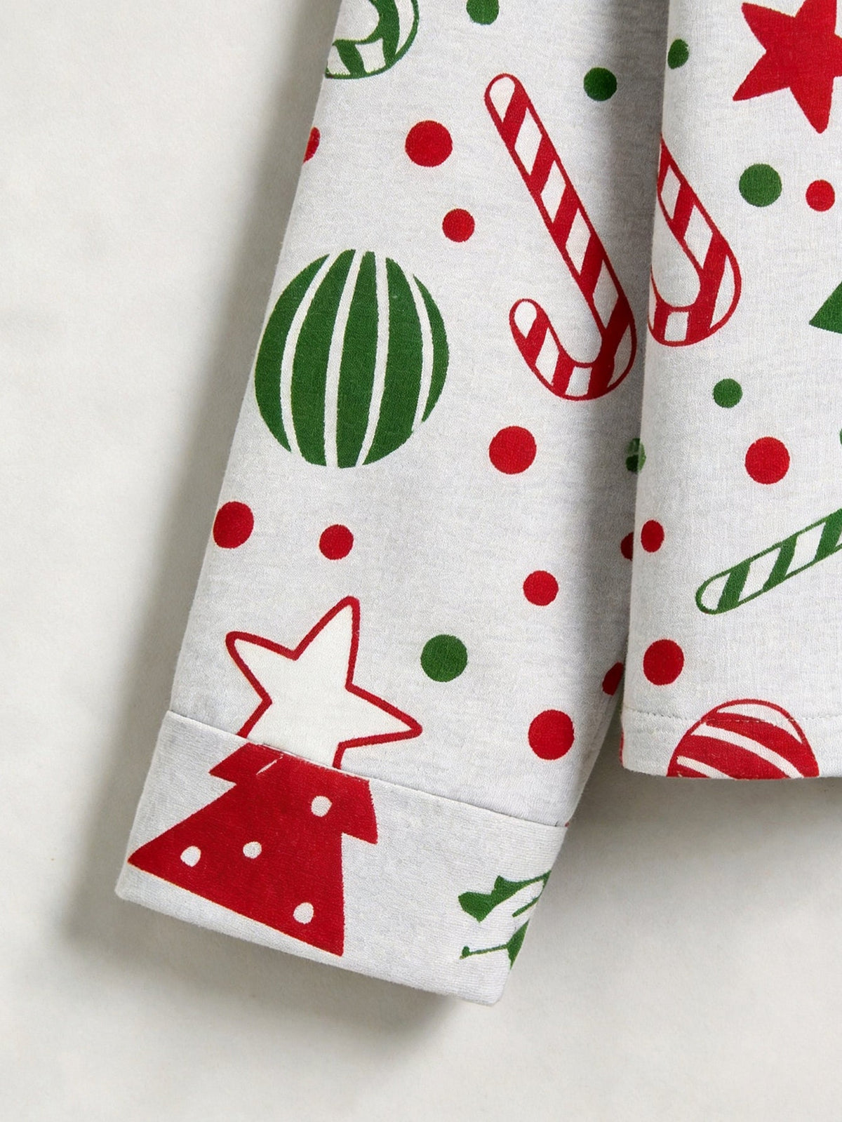 Holiday Family Pajamas Two-Piece Button-Front Long Sleeve Long Pants with Pocket - Red & Green Christmas Tree Print