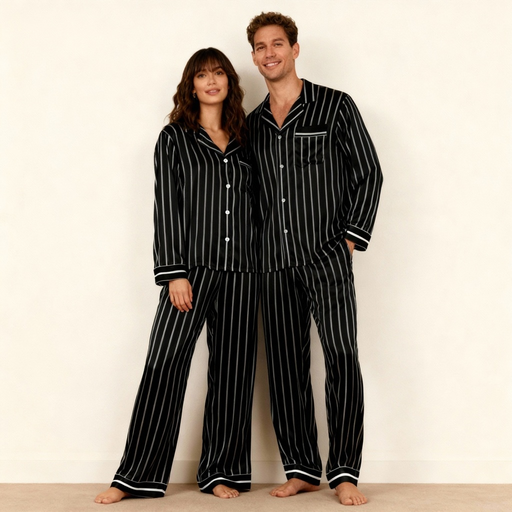Elegant Satin Green Pajama Set for the Whole Family