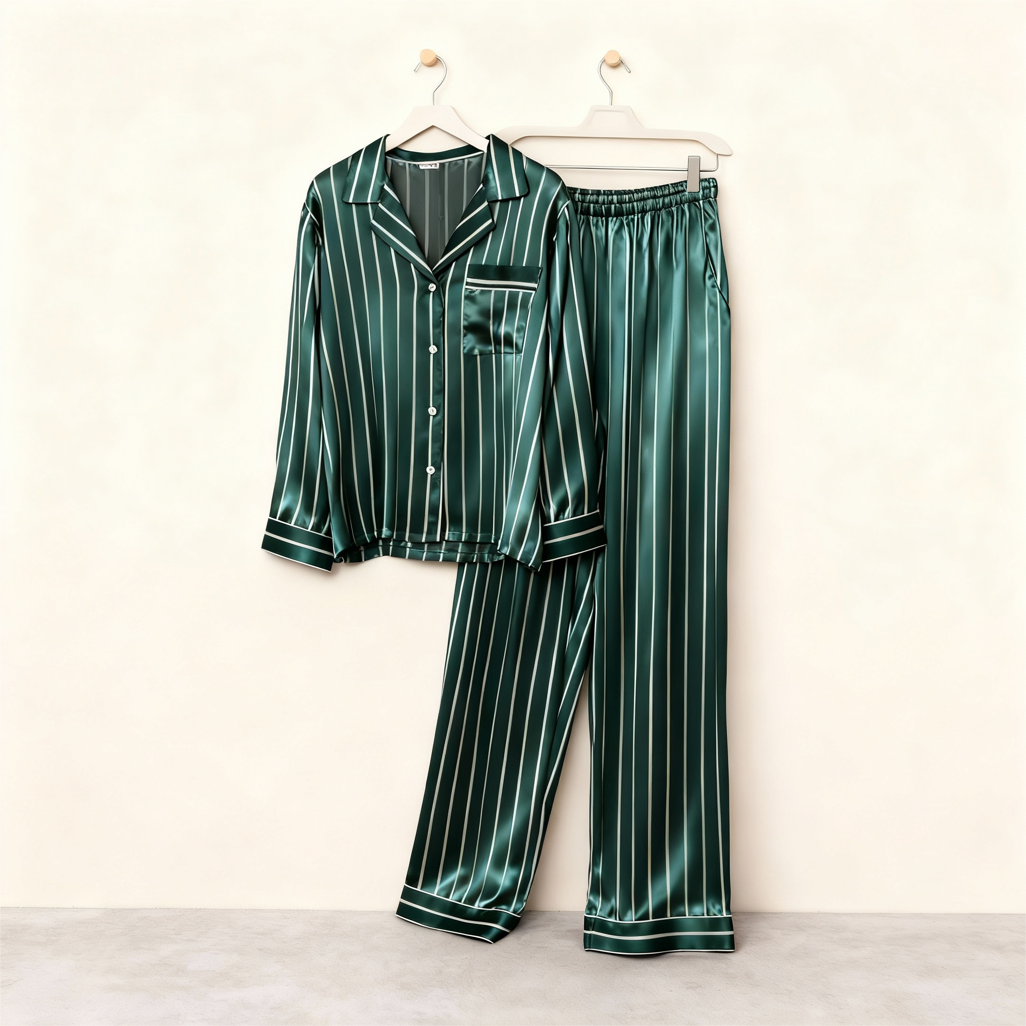 Elegant Satin Green Pajama Set for the Whole Family