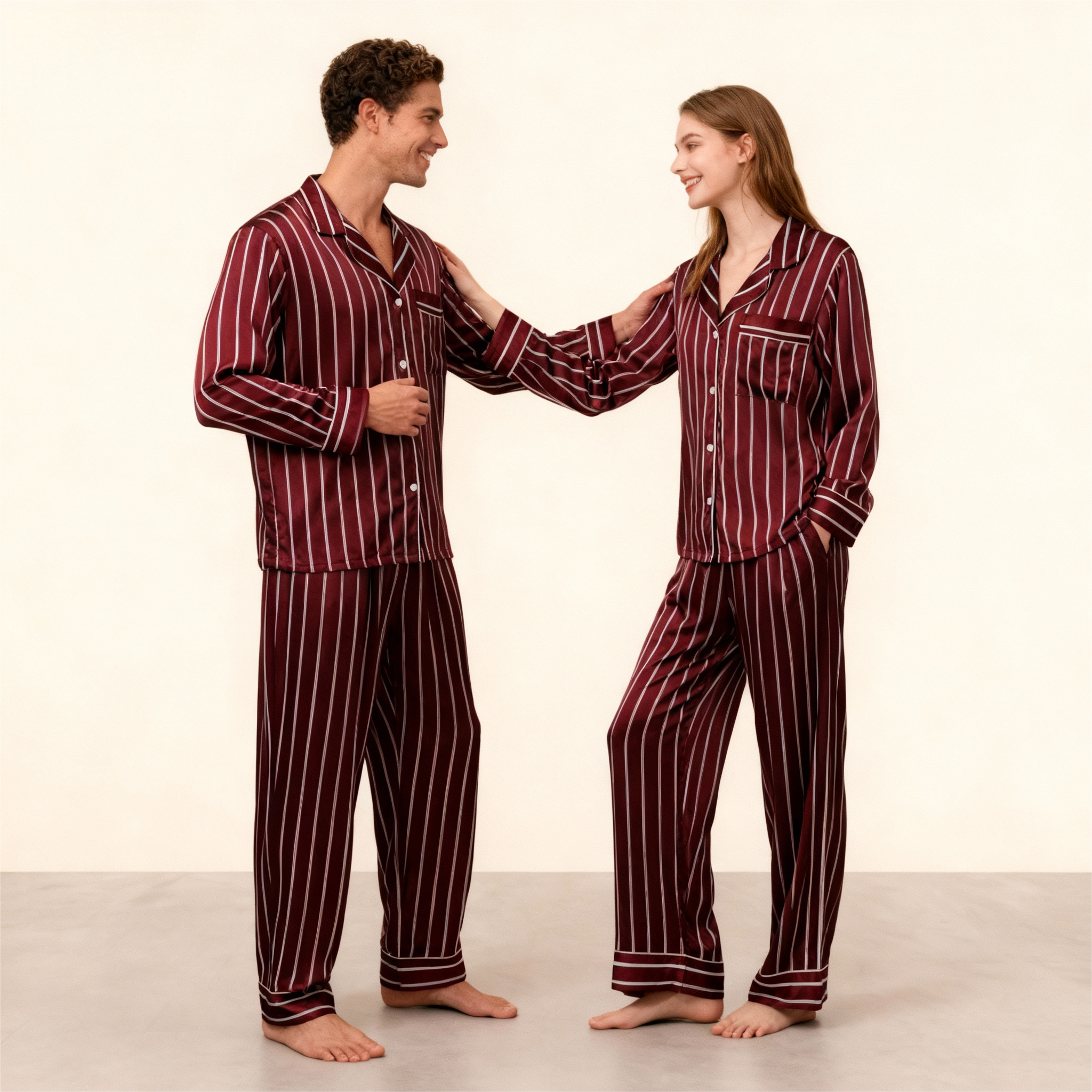 Elegant Satin Blue Pajama Set for the Whole Family