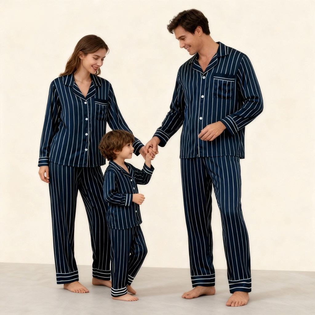 Elegant Satin Green Pajama Set for the Whole Family