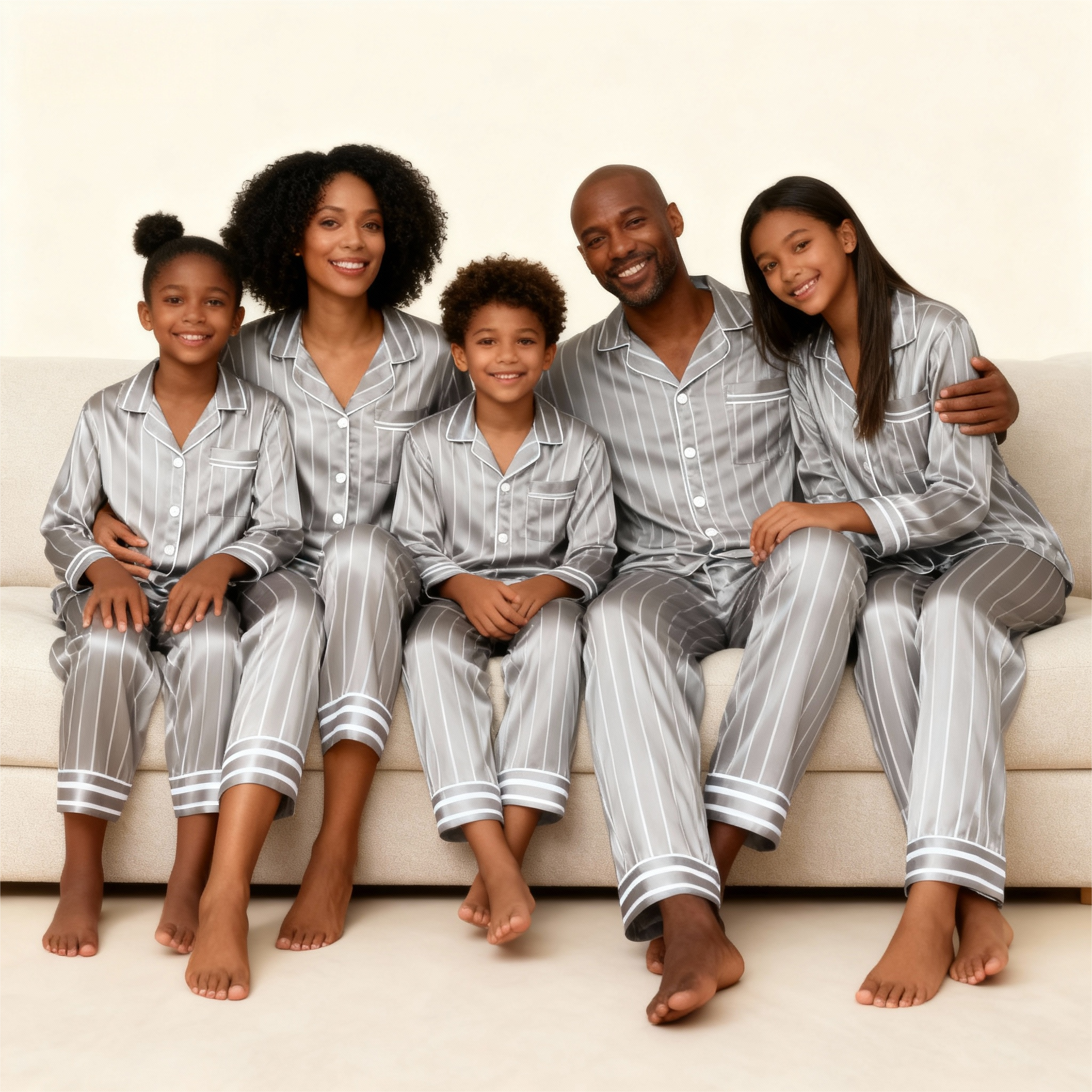 Elegant Satin Pajama Set for the Whole Family