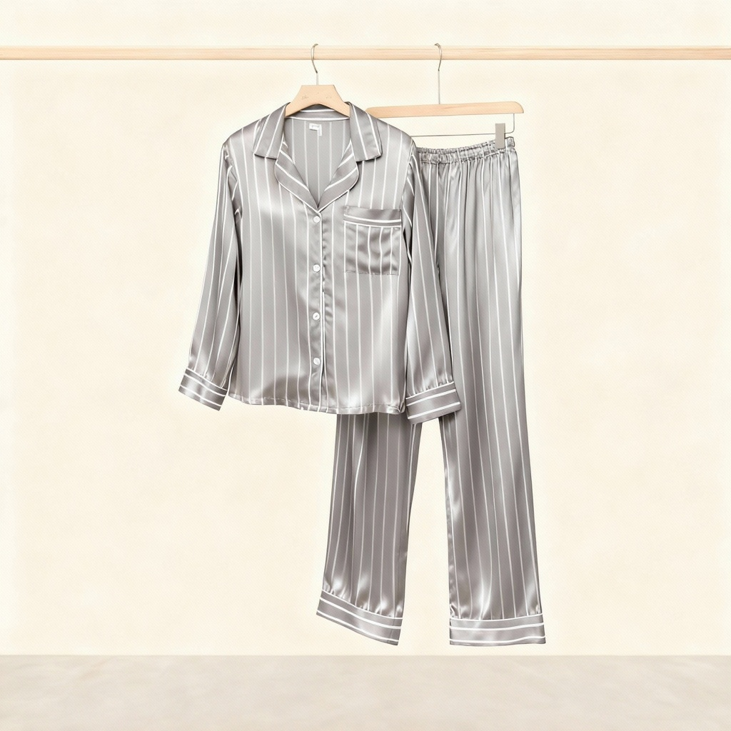 Elegant Satin Gray Pajama Set for the Whole Family