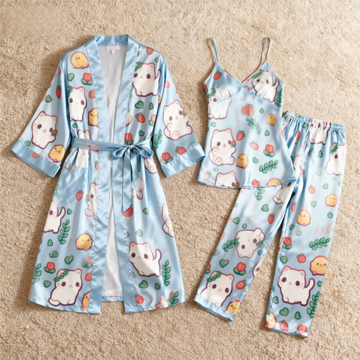 3 PCS Satin PJ Set for Women