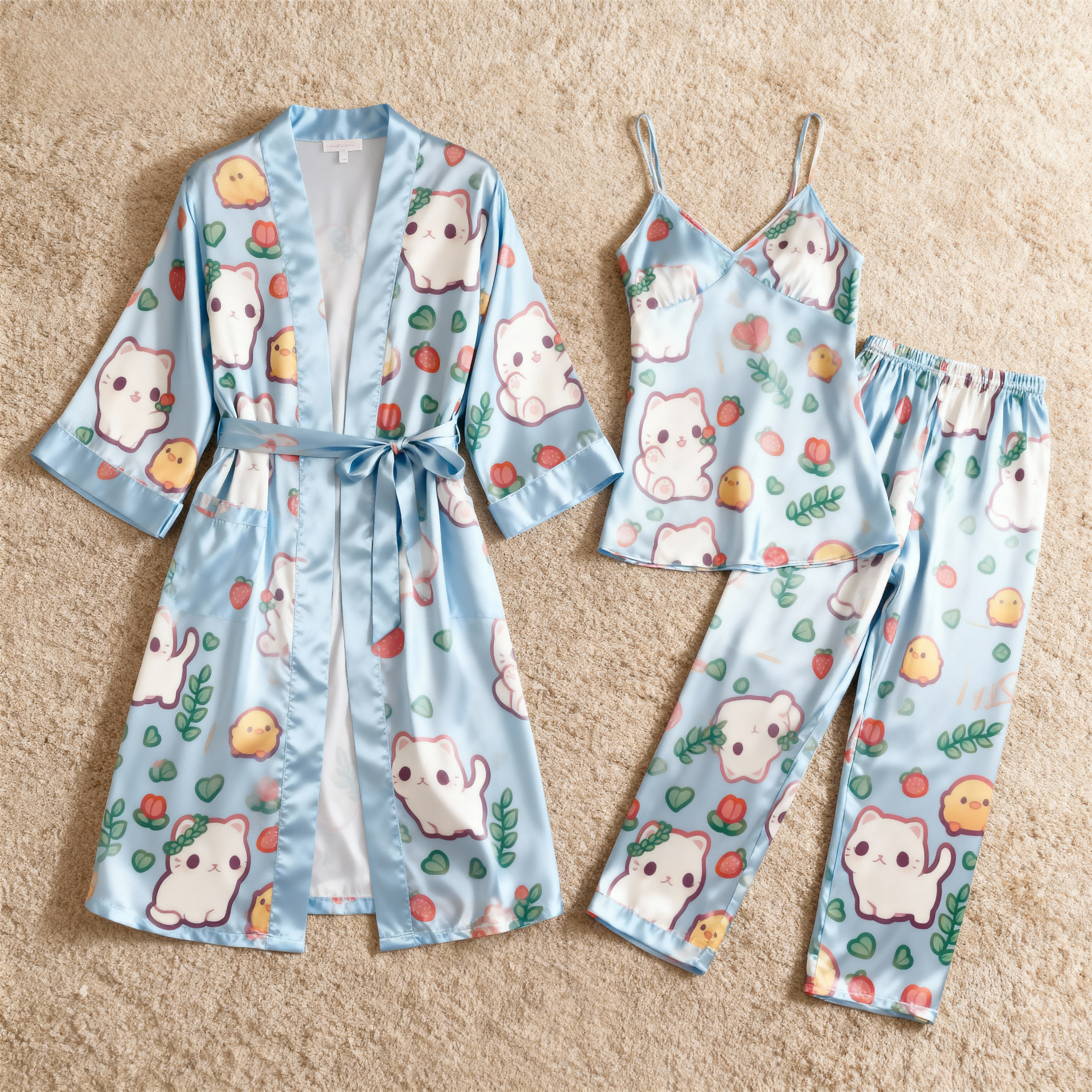 3 PCS Satin PJ Set for Women