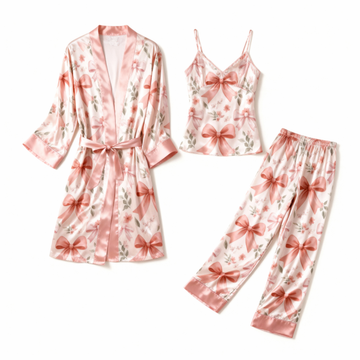 Women's 3-Piece Bow Satin Sleep Set