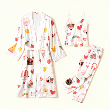 Women's Loungewear Set: Cami & Pants + Robe