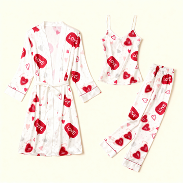 Women's 3pcs Adorable Heart Print Sleep Set