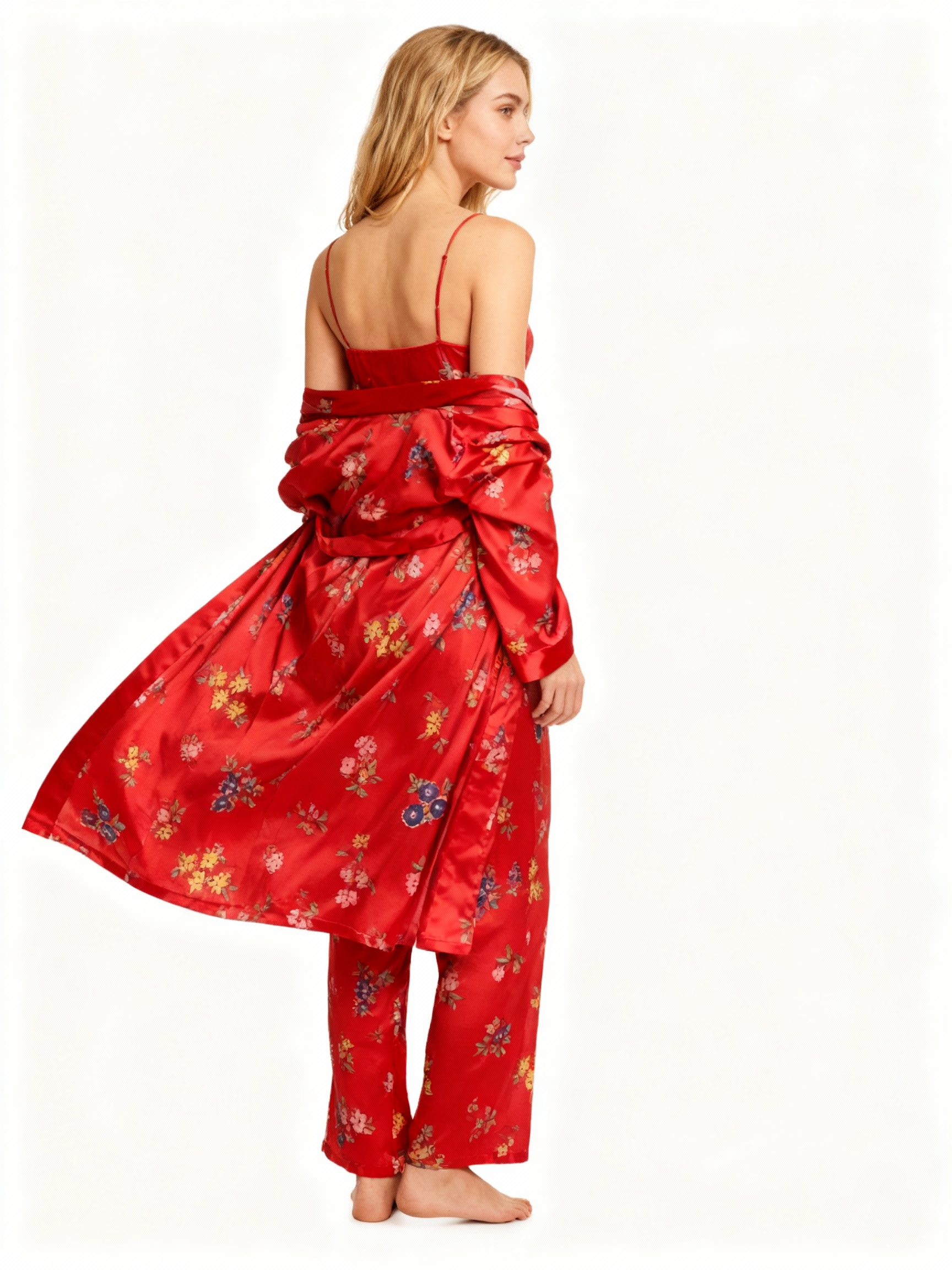 Silky Satin 3-Piece Nightwear Set in Romance Style