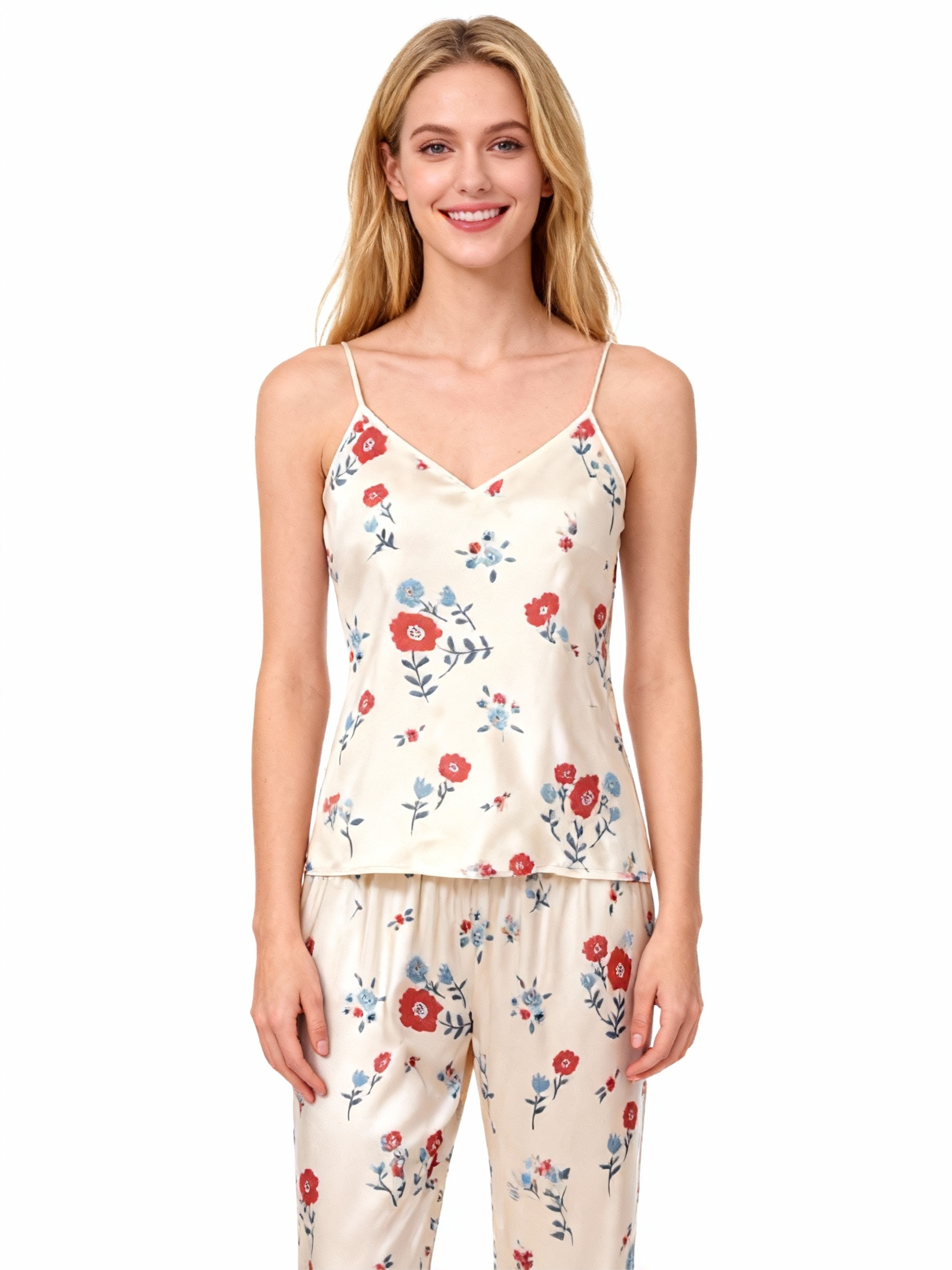 Silky Satin 3-Piece Nightwear Set in Charming Florals Design