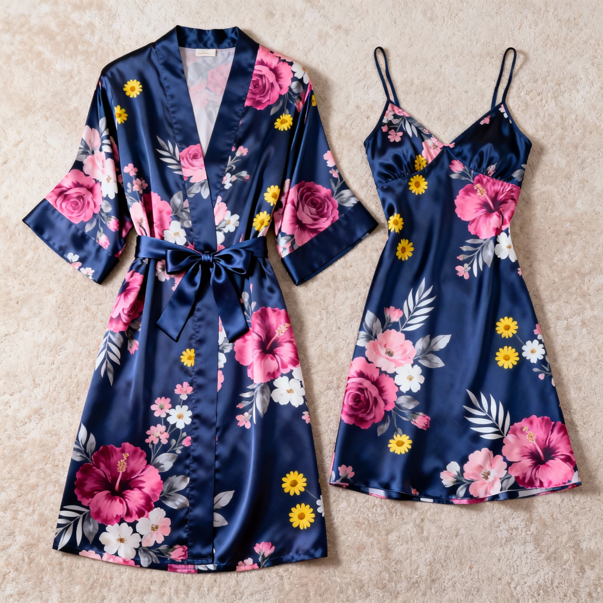 Romantic Satin Robe & Nightdress Set