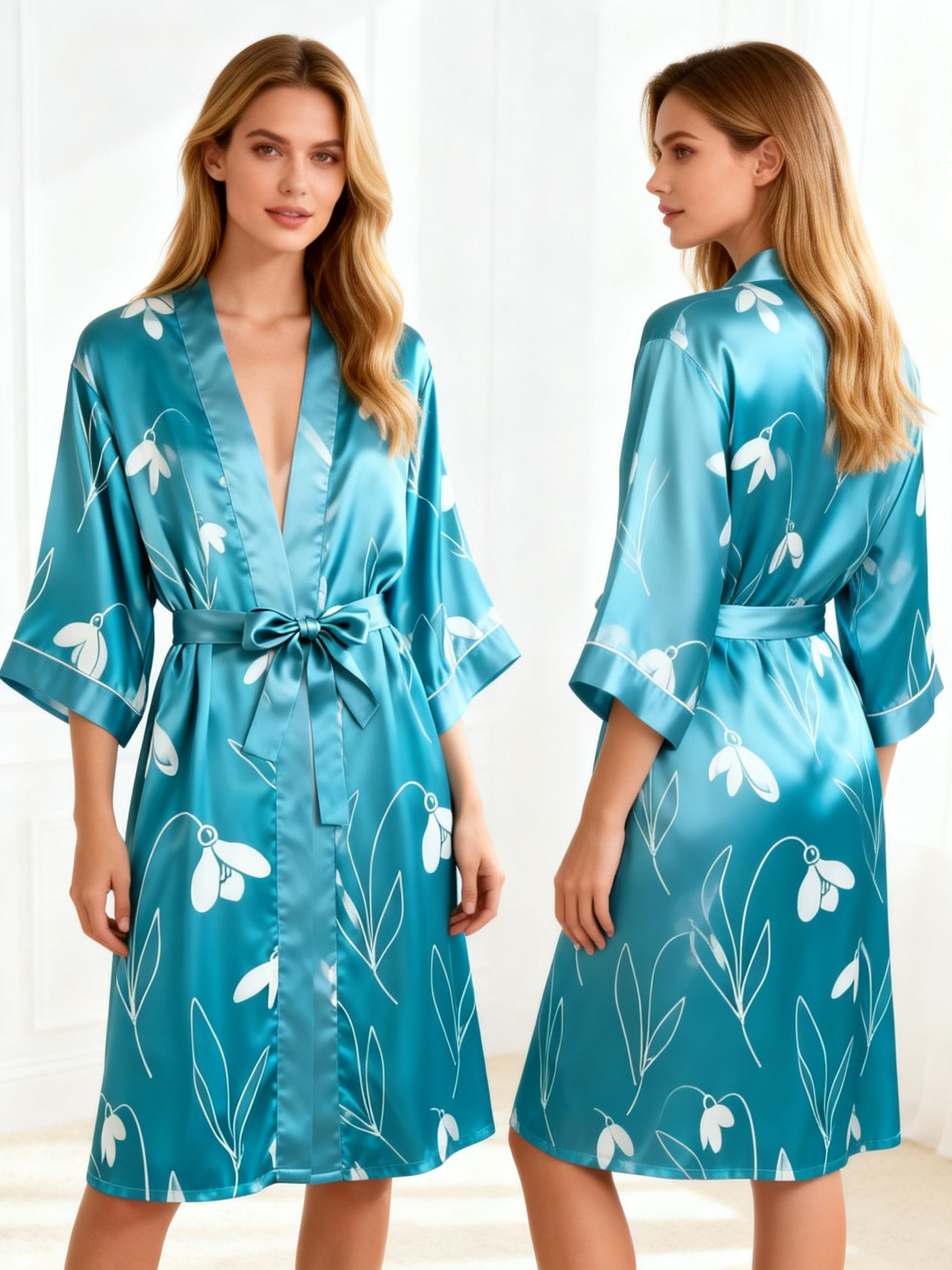 Glossy Satin Robe with Belted Fit