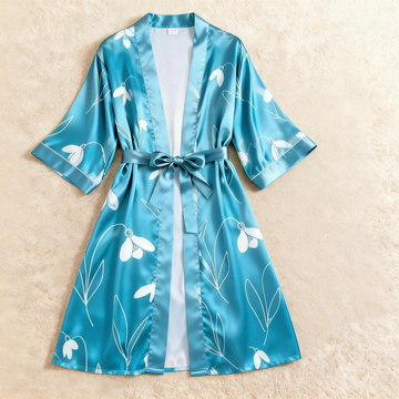 Glossy Satin Robe with Belted Fit
