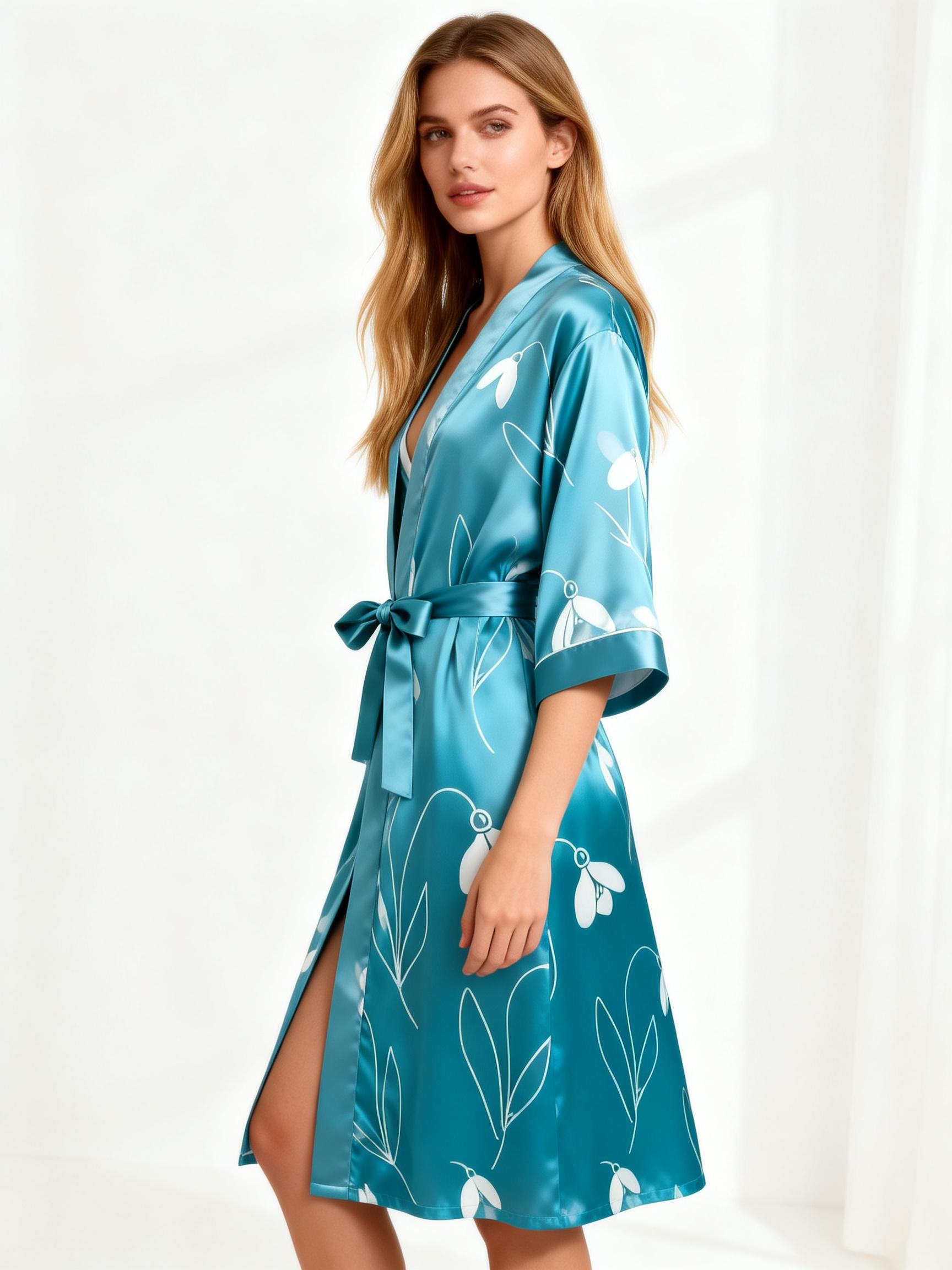 Glossy Satin Robe with Belted Fit