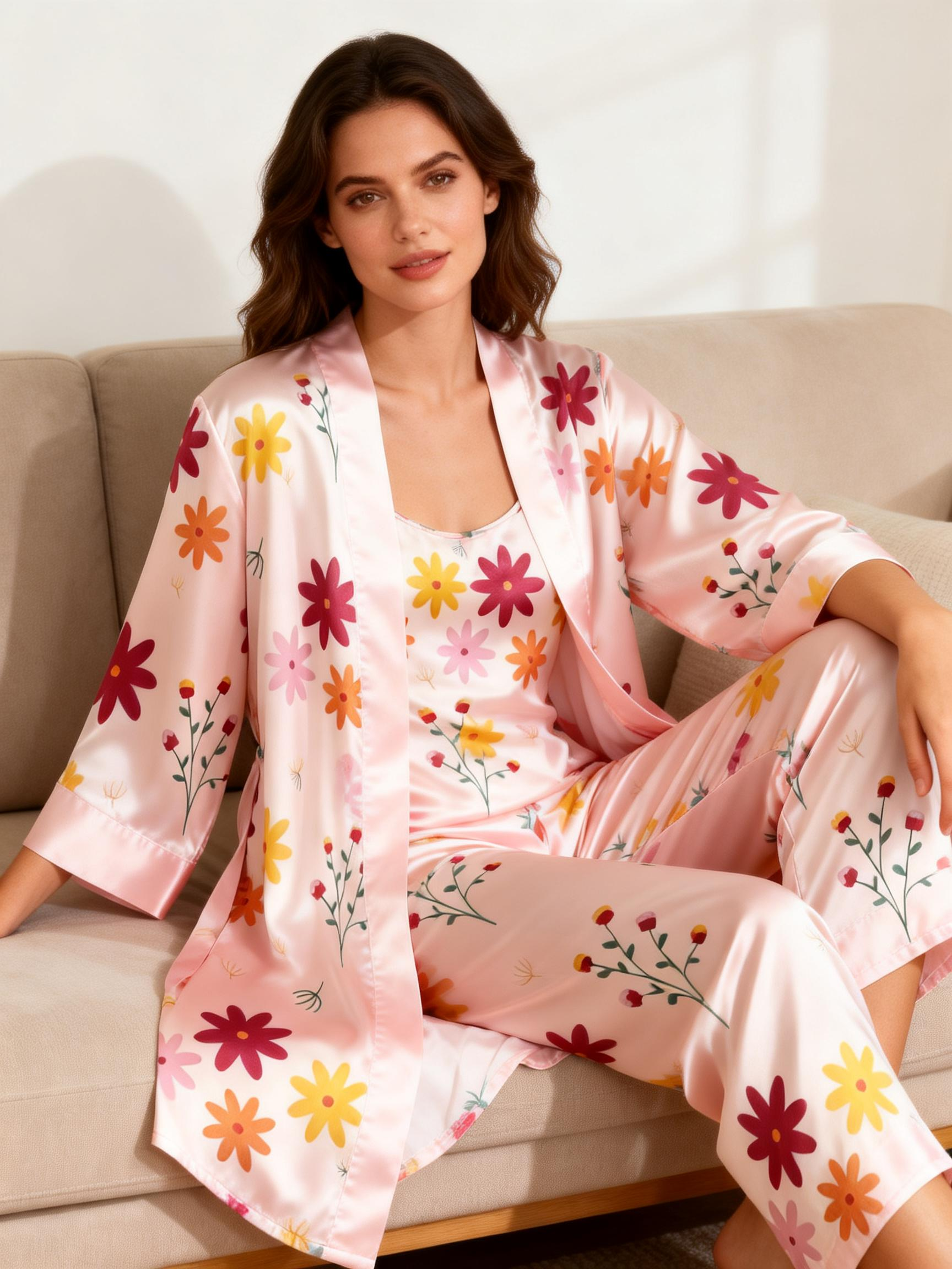 Women's 3-Piece Colorful Floral Loungewear