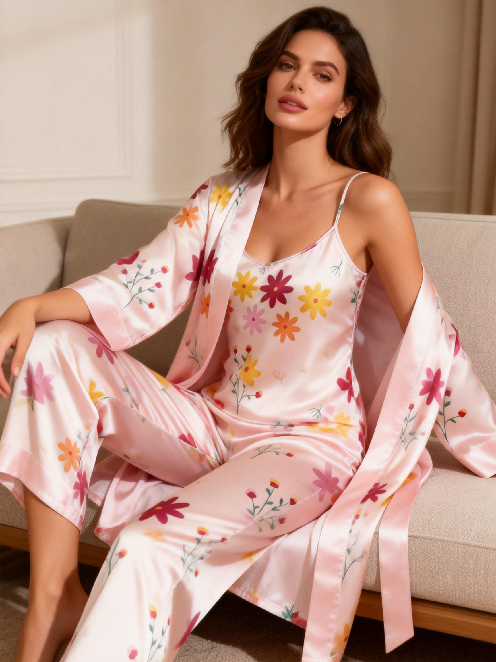 Women's 3-Piece Colorful Floral Loungewear