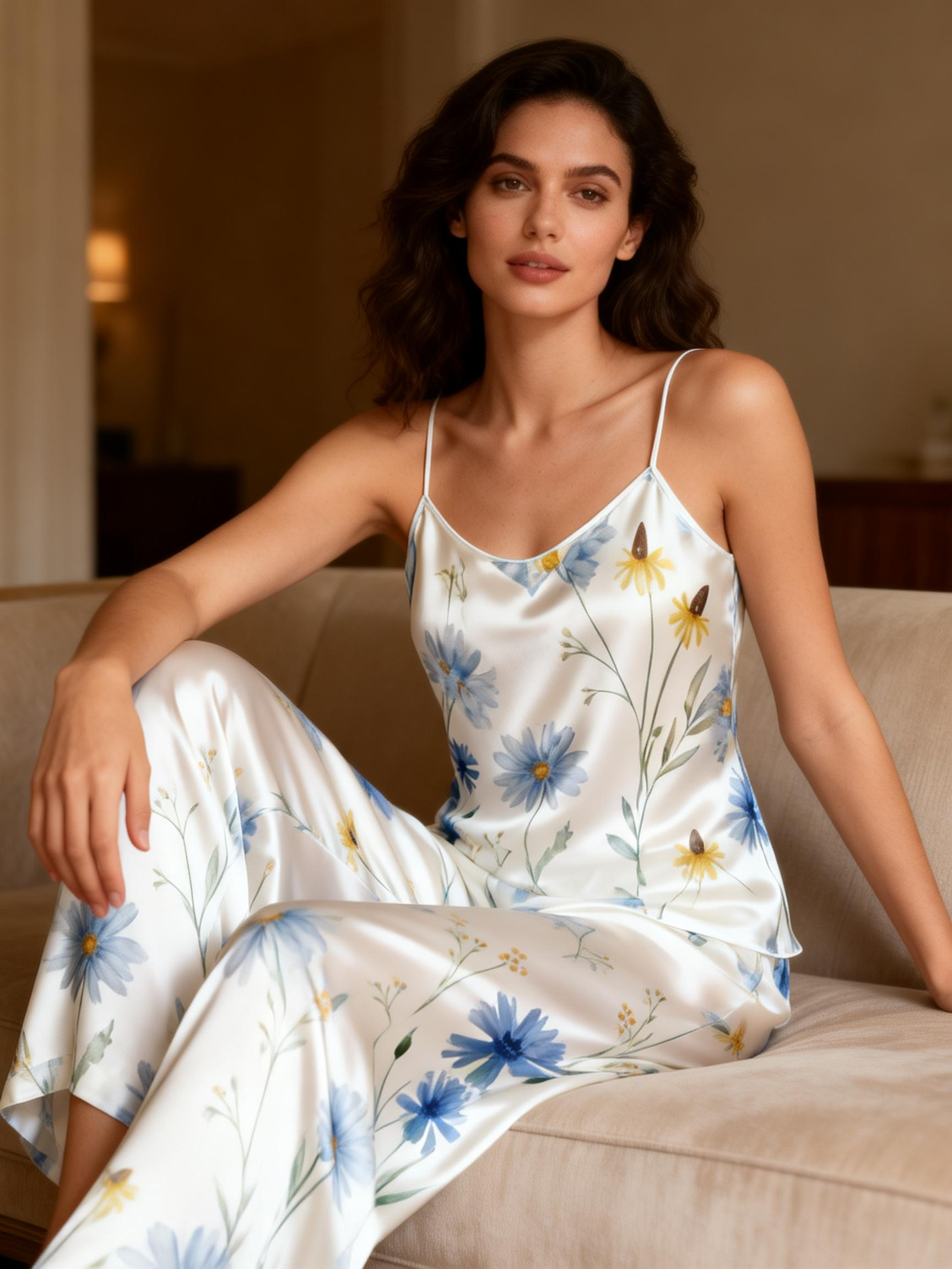 Women's 3-Piece Blue Daisy Loungewear