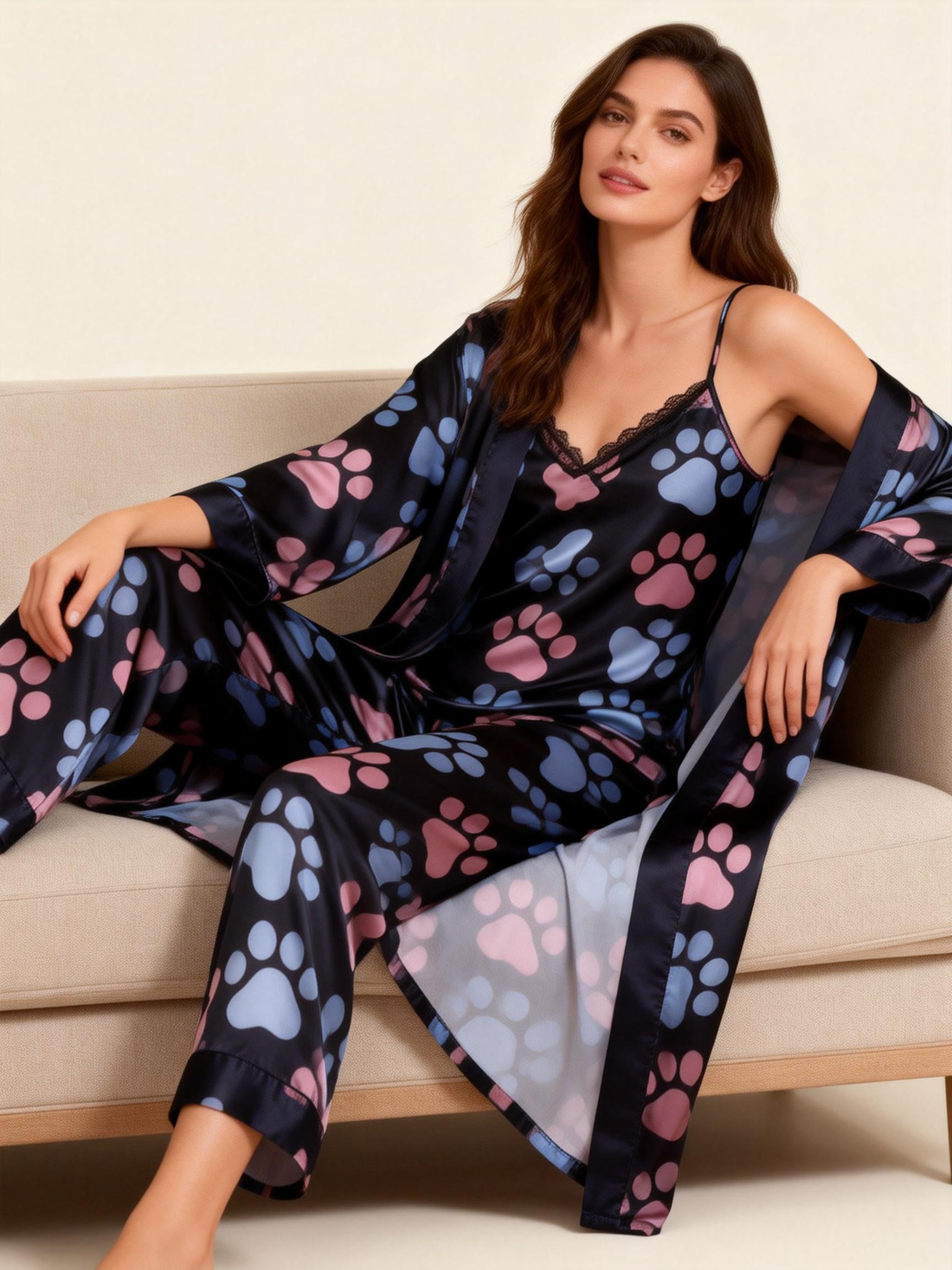 Luxury Floral Satin Lounge Set