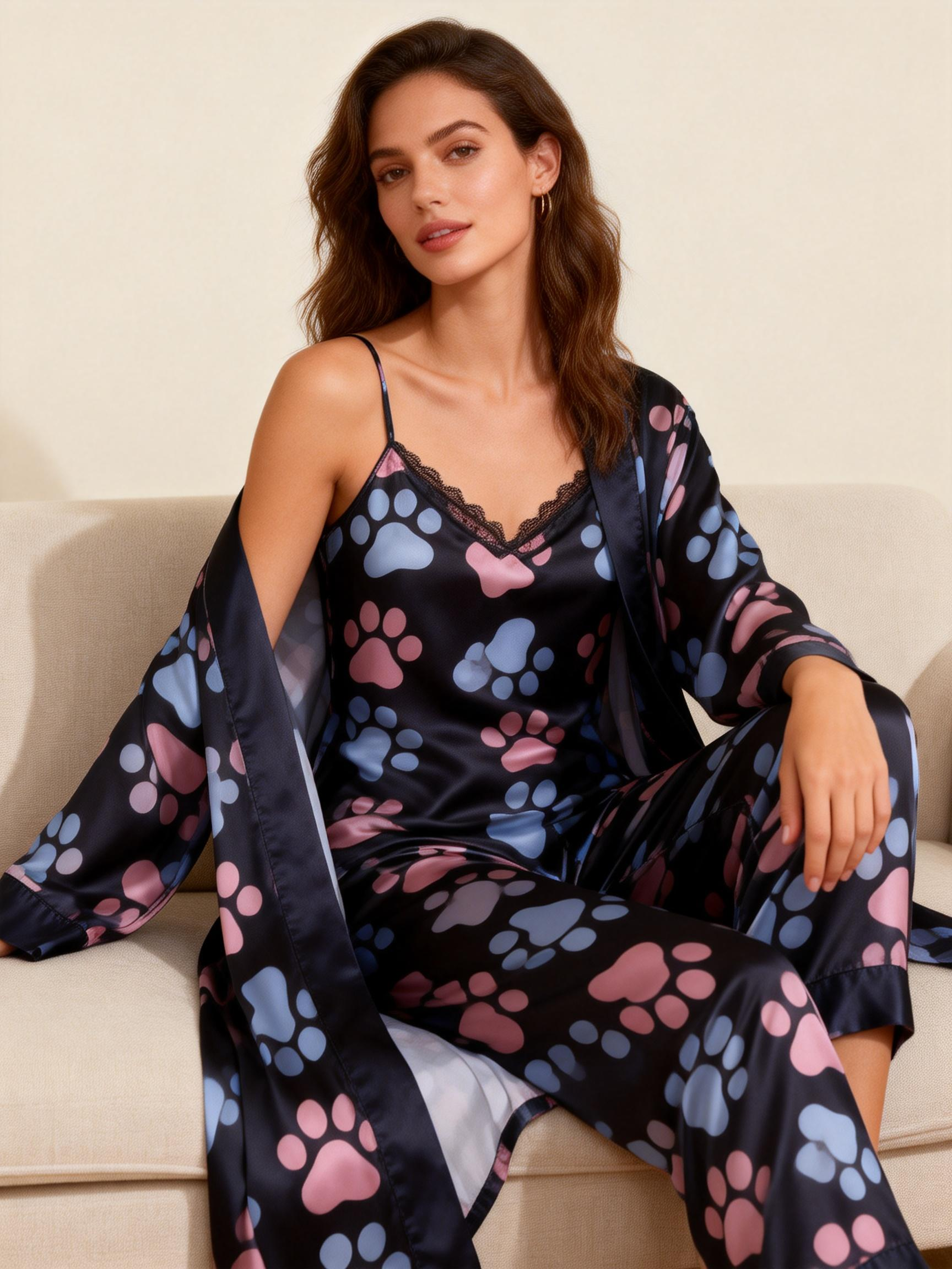 Luxury Floral Satin Lounge Set