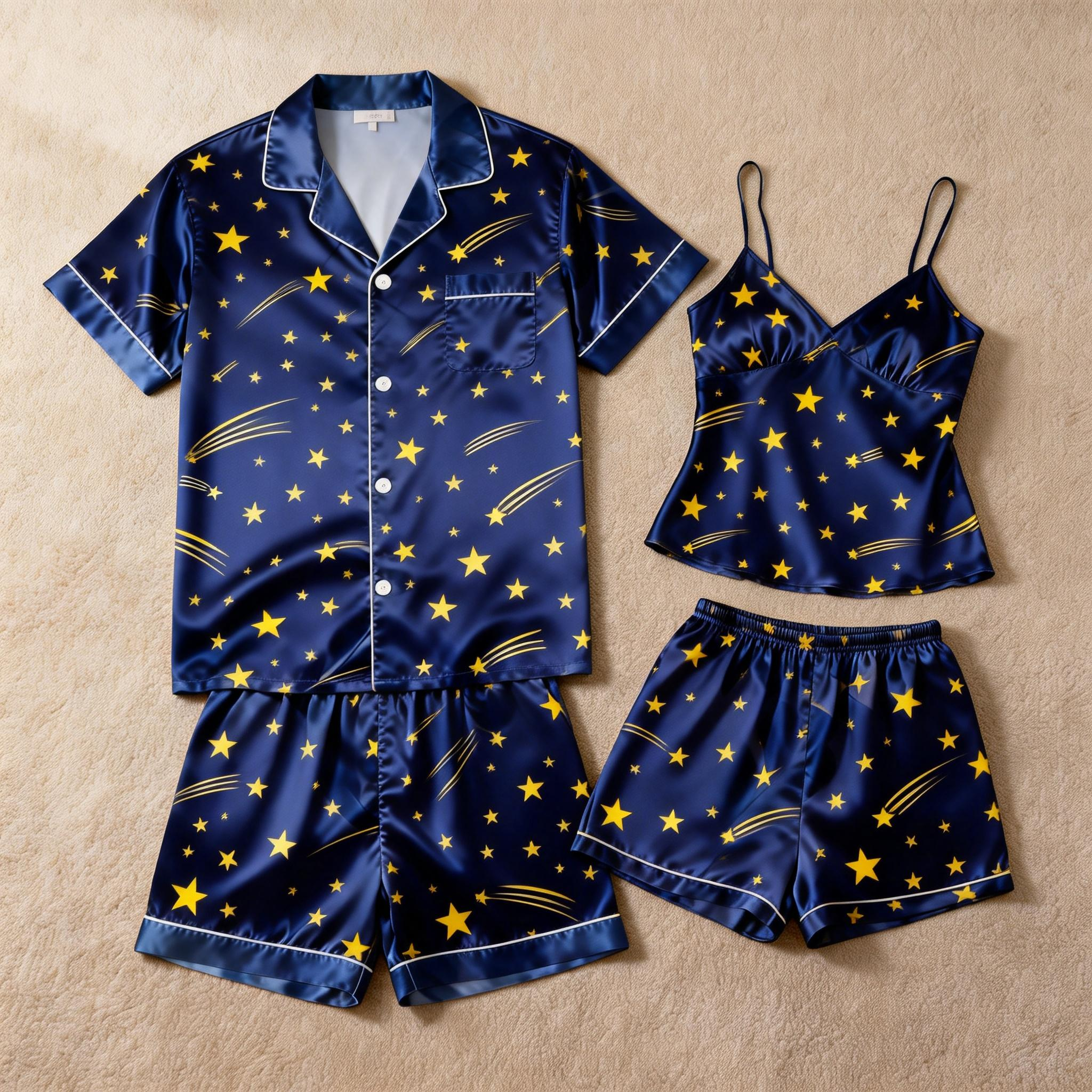 Elegant Men Sleepwear: Satin Short Pajama Set