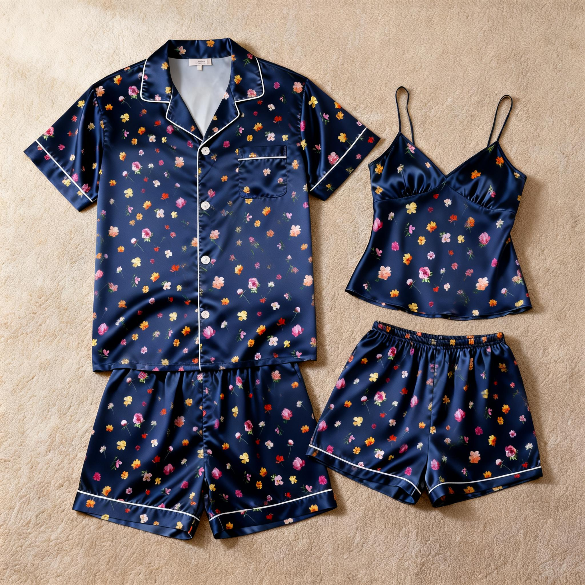Women Nightwear: Classic Satin Pajamas Short Set