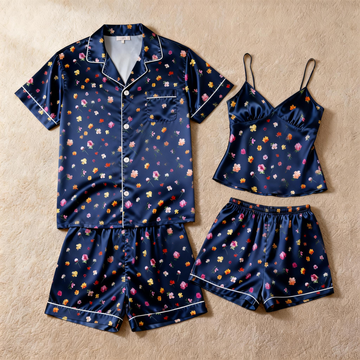 Women Nightwear: Classic Satin Pajamas Short Set