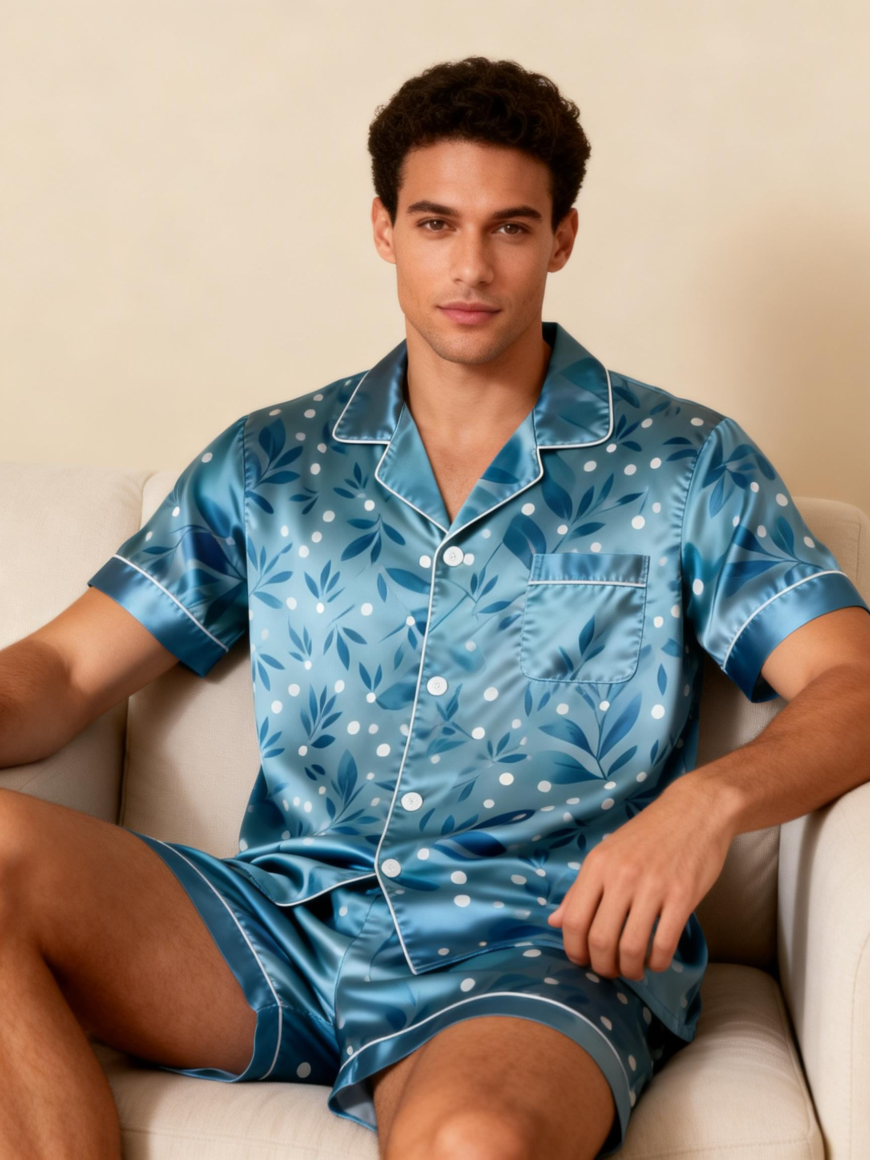Couple Pajamas for Beach Holidays – Satin Short Style