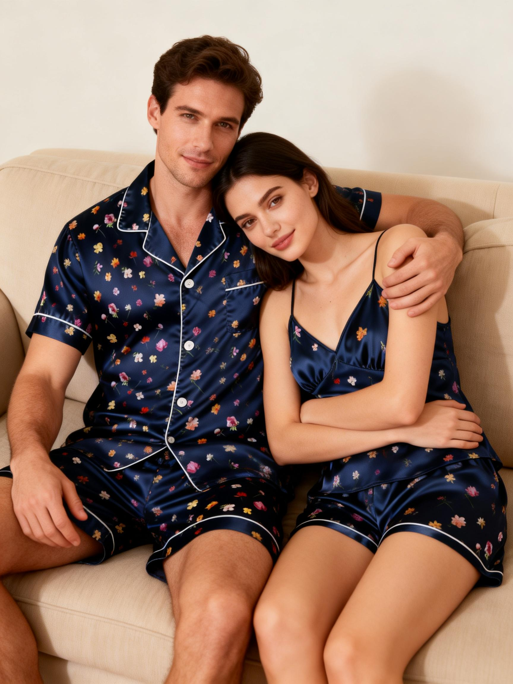 Women Nightwear: Classic Satin Pajamas Short Set