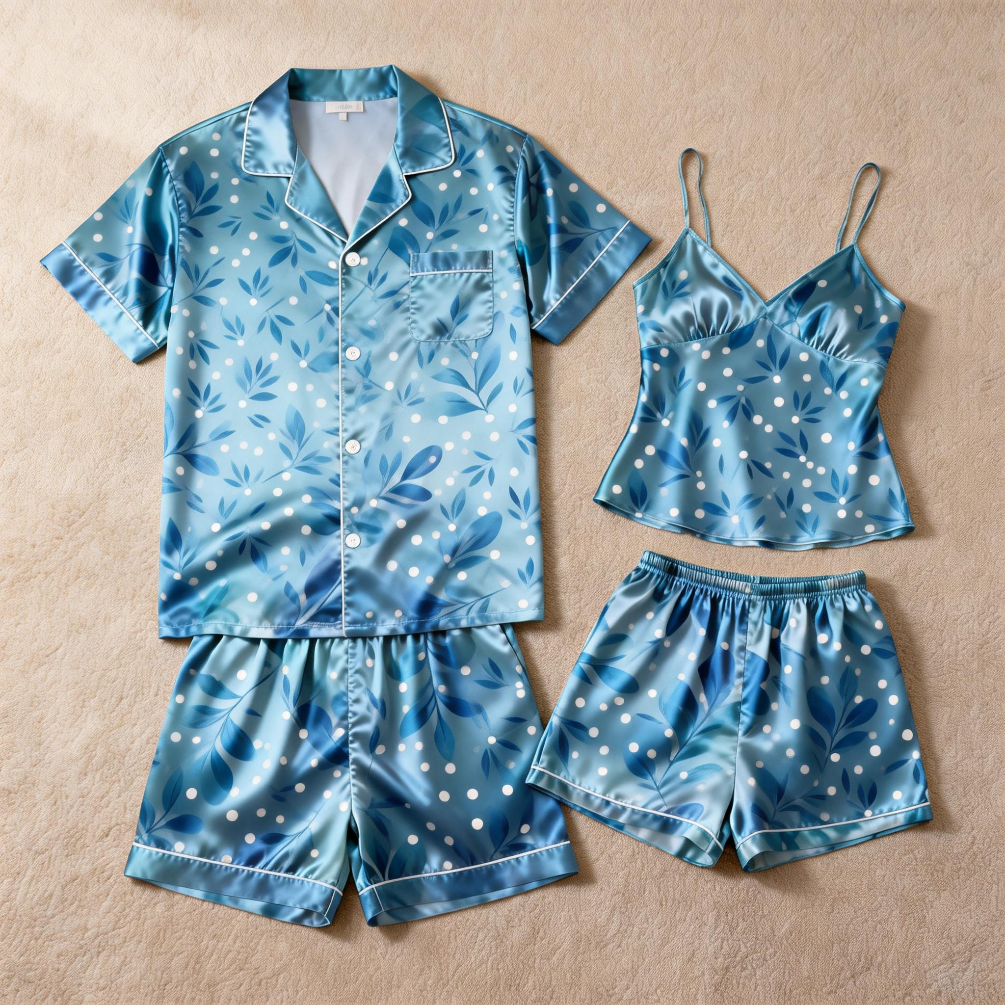 Couple Pajamas for Beach Holidays – Satin Short Style