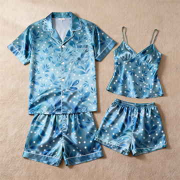 Couple Pajamas for Beach Holidays – Satin Short Style