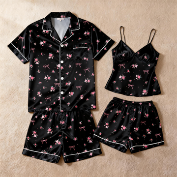 Classic Couple Satin Pajamas Short Set – Luxurious & Romantic