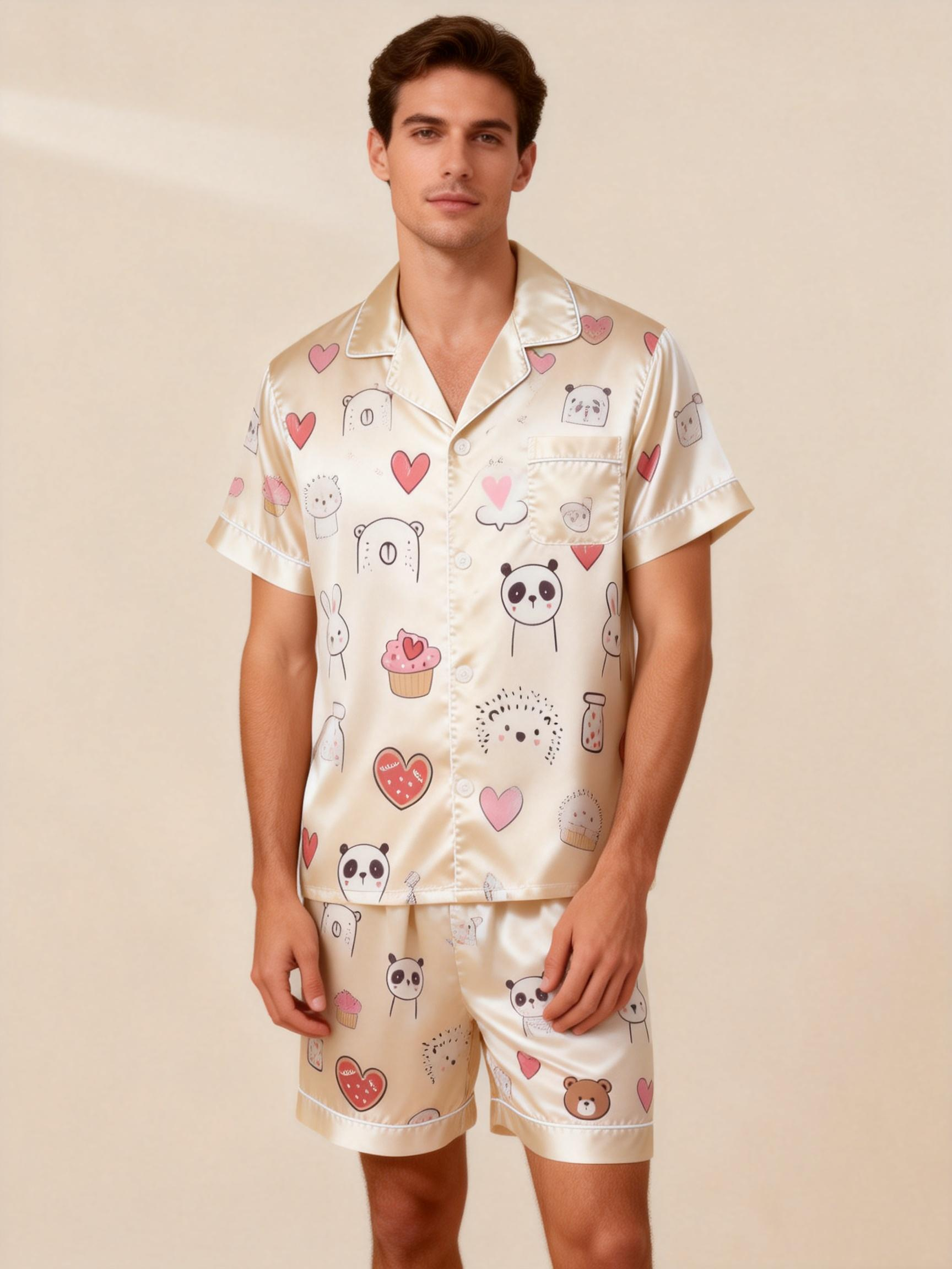 Silky Satin Pajamas Short Set – Couple’s Sleep Essential