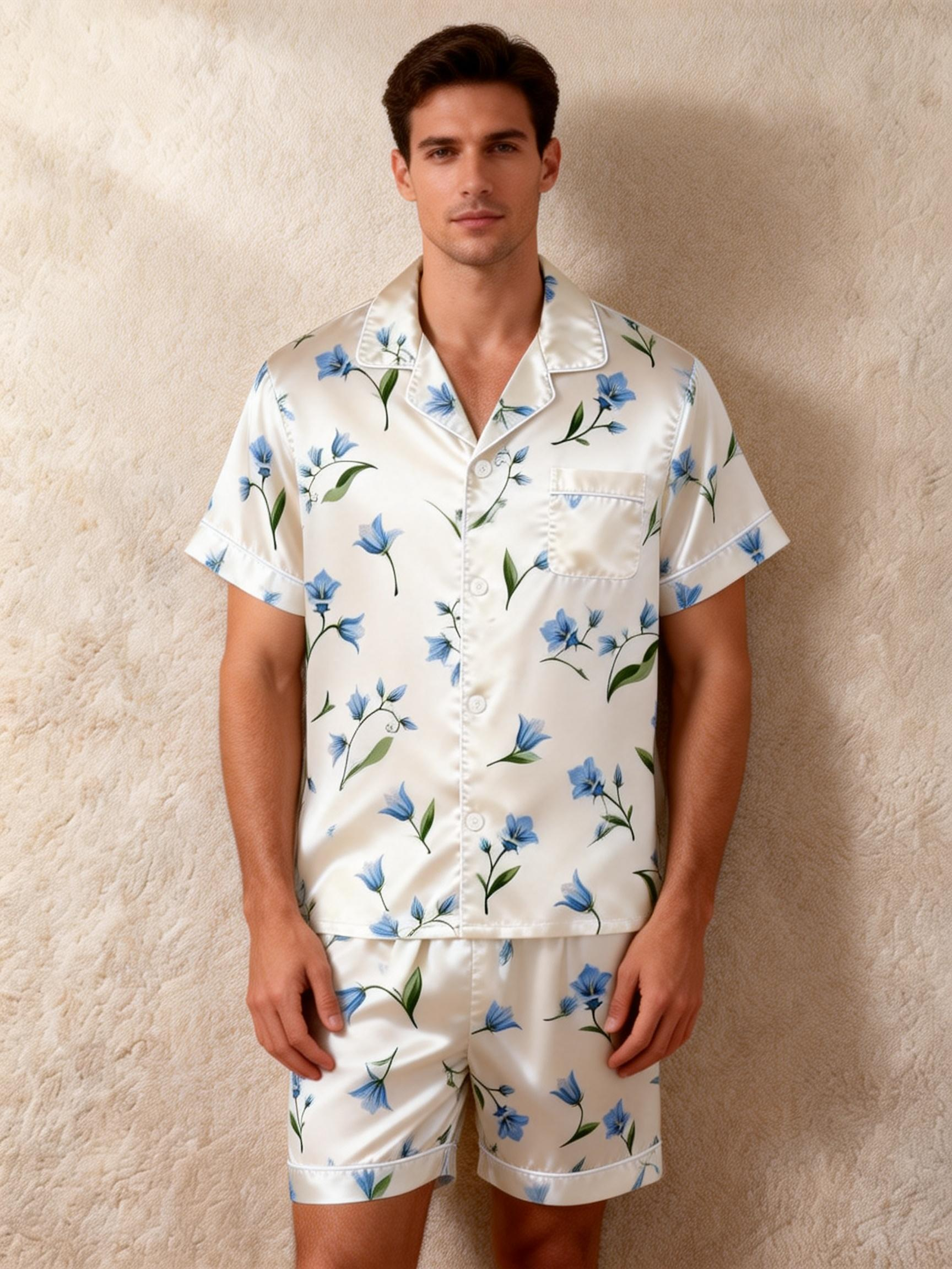Couple’s Silky Nighttime Pajamas – Satin Short Set