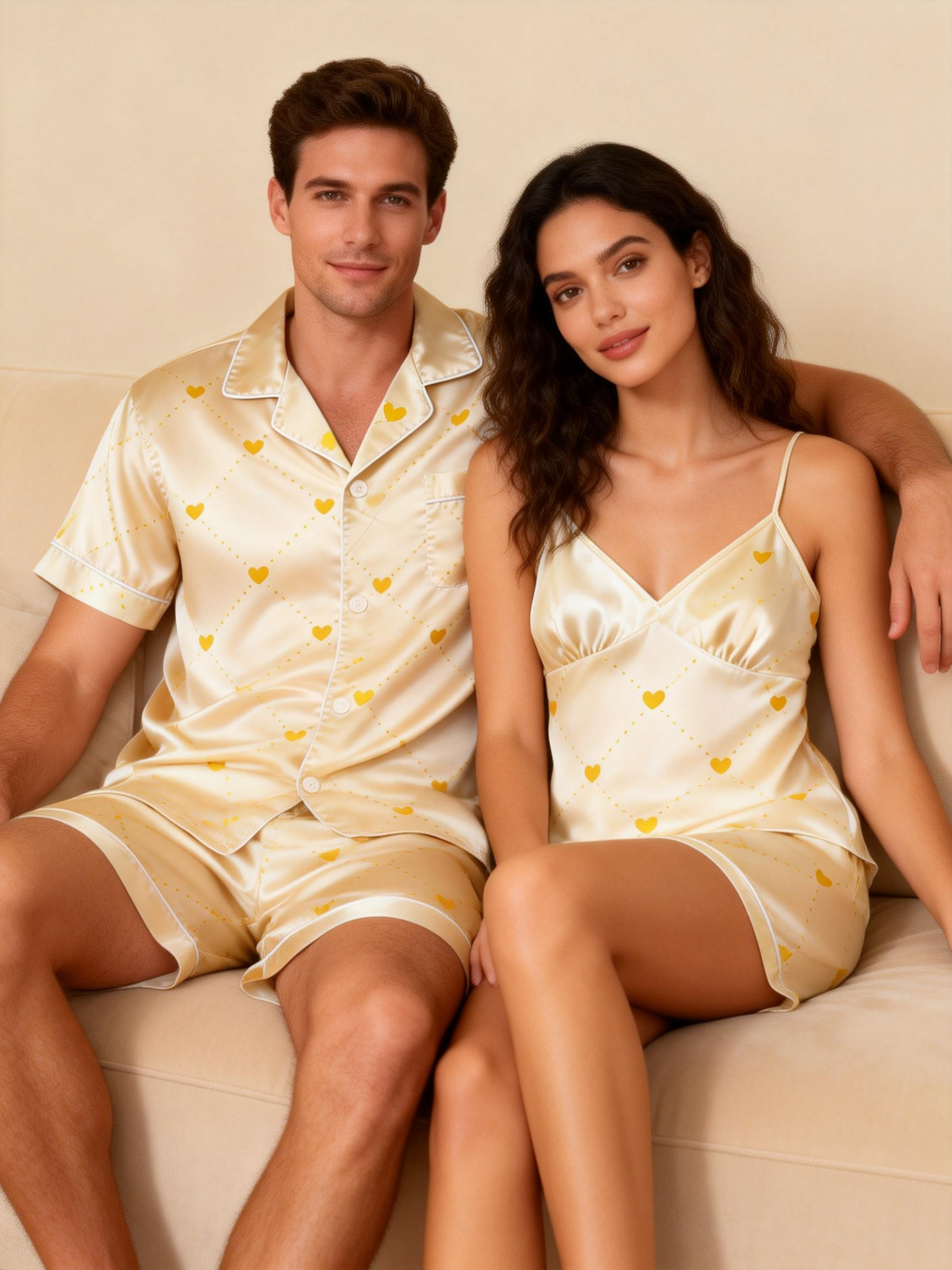 Silky Satin Sleepwear Set for Couples – Lightweight & Chic