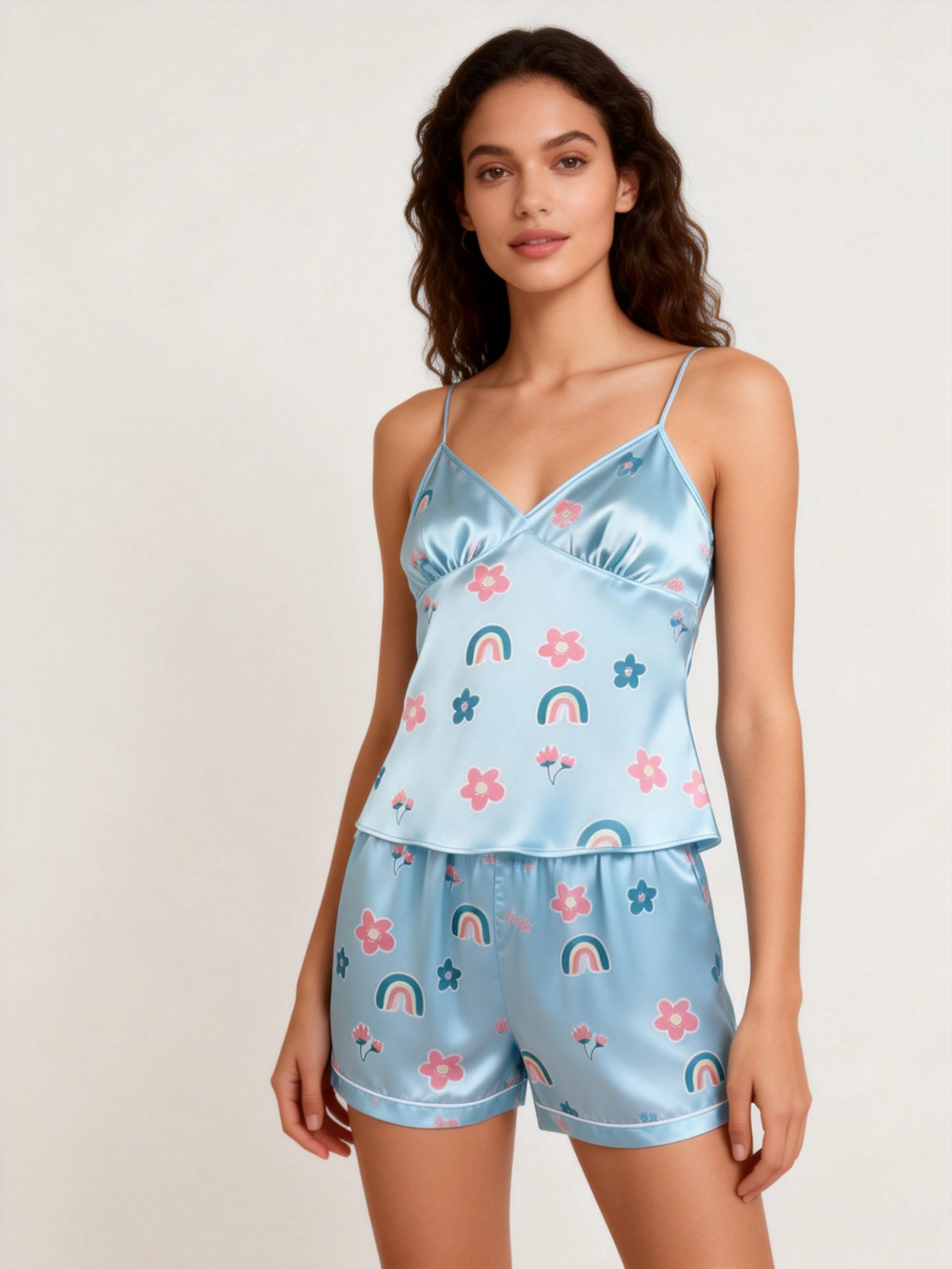 His & Her Satin Pajama Shorts Set – Classic Comfort