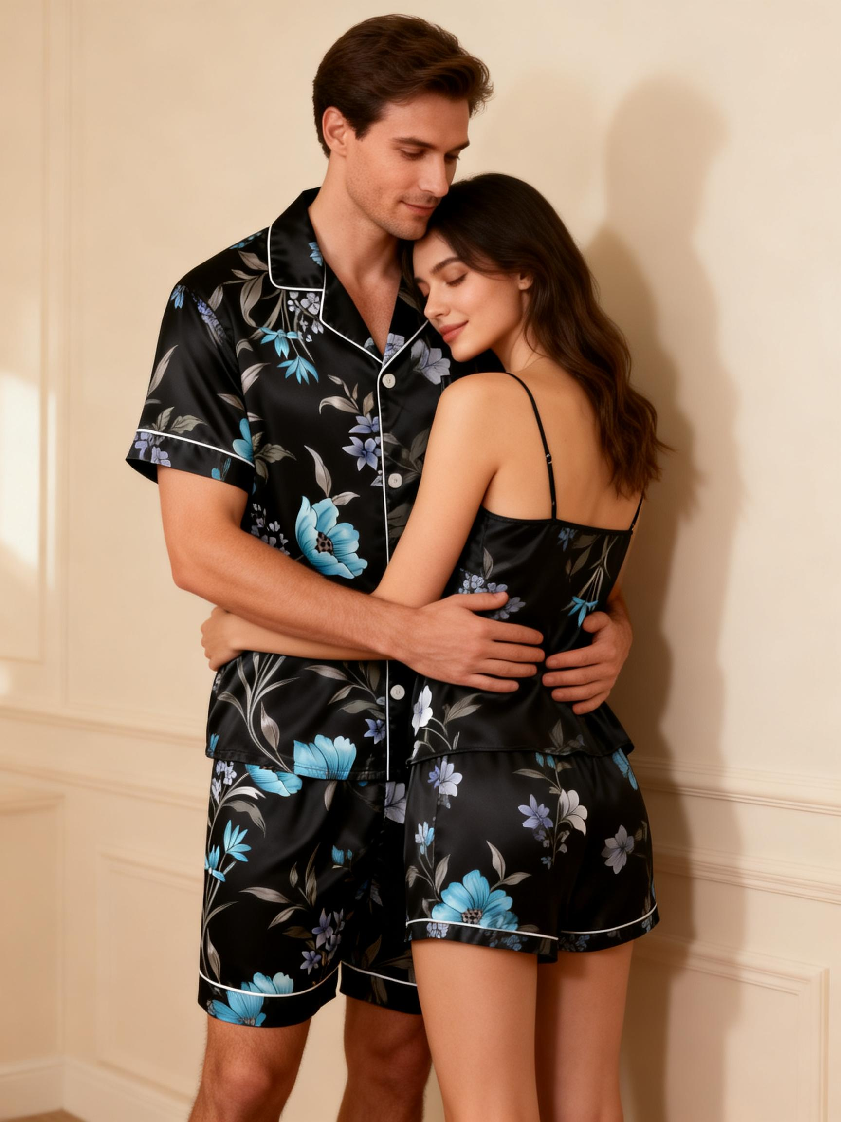 Couple’s Satin Sleepwear Set – Short & Comfortable