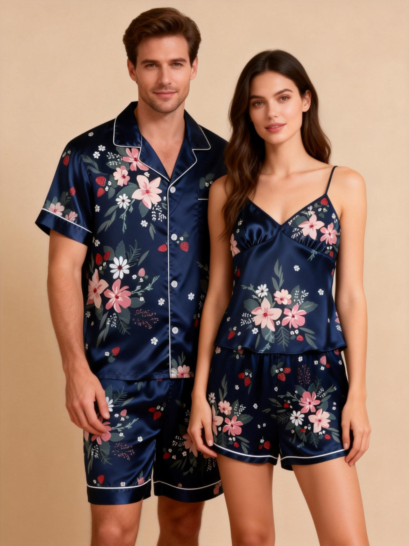 Couple’s Silky Satin Short Set – Ideal Anniversary Gift